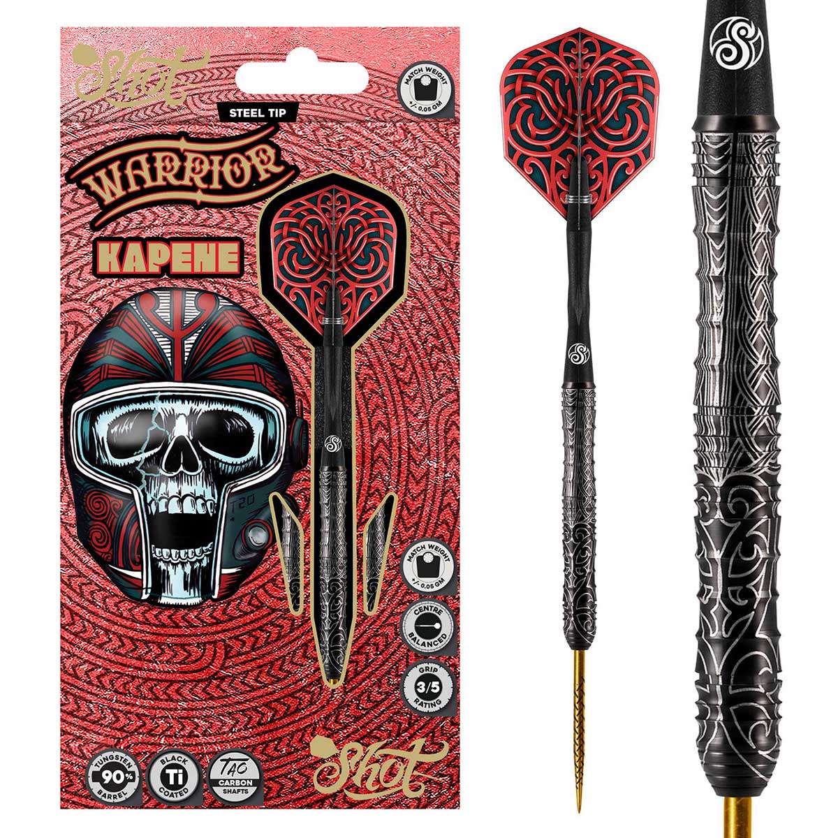 Shot Warrior Kapene Steeldarts 24g -90% Tungsten Barrels