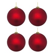 Weihnachtskugeln Christbaumkugeln aus Kunststoff rot matt, O10cm, 4 Stk.
