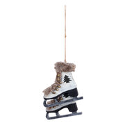 Schlittschuhe aus Holz, Deko zum Hängen weiß 22cm, 1 Paar