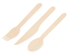 Bestecksets aus Holz biologisch abbaubar Gabeln Löffel Messer, 100 Stk.
