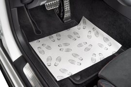 Fußraumschoner Einweg-Fußmatten Folienbeschichtetes Papier bedruckt 380mm x 500mm, 250 Stk.