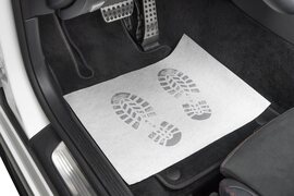 Fußraumschoner Einweg-Fußmatten Folienbeschichtetes Papier bedruckt 380mm x 500mm