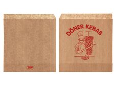 Dönerbeutel mit Aufdruck 'Döner Kebab' Kraftpapier braun 16x16 cm, 2000 Stk.