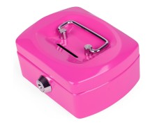 Geldkassette Spardose mit Sparschlitz mit entnehmbaren Münzfach 125 mm, pink