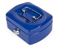 Geldkassette Spardose mit Sparschlitz mit entnehmbaren Münzfach 125 mm, blau