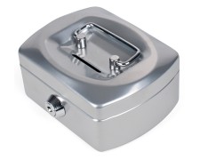 Geldkassette Spardose mit Sparschlitz mit entnehmbaren Münzfach 125 mm, silber