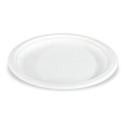 Bio Teller aus Zuckerrohr rund O 23cm weiß kompostierbar, 50 Stk.