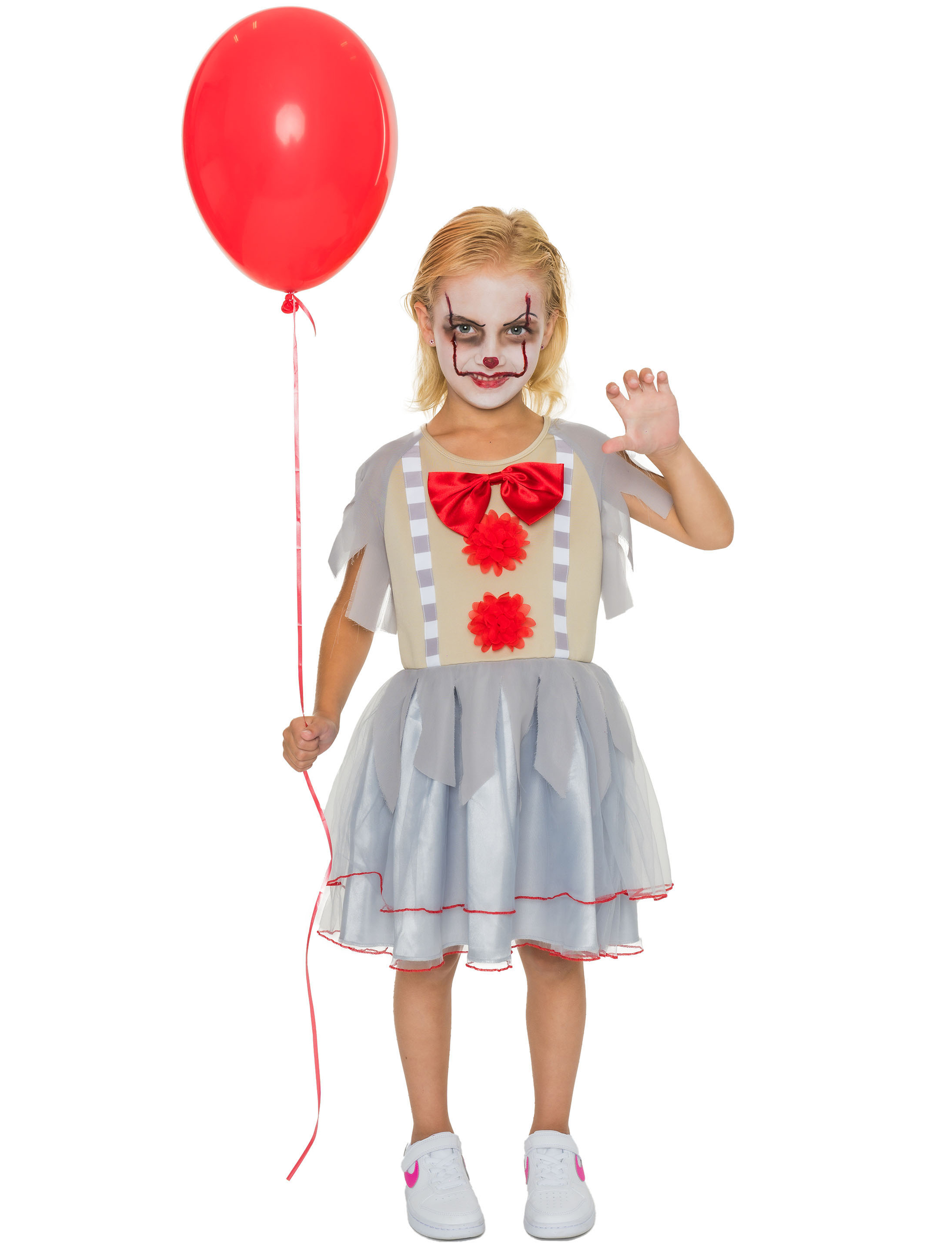 Kleid Clown mit Fliege Kinder grau 152