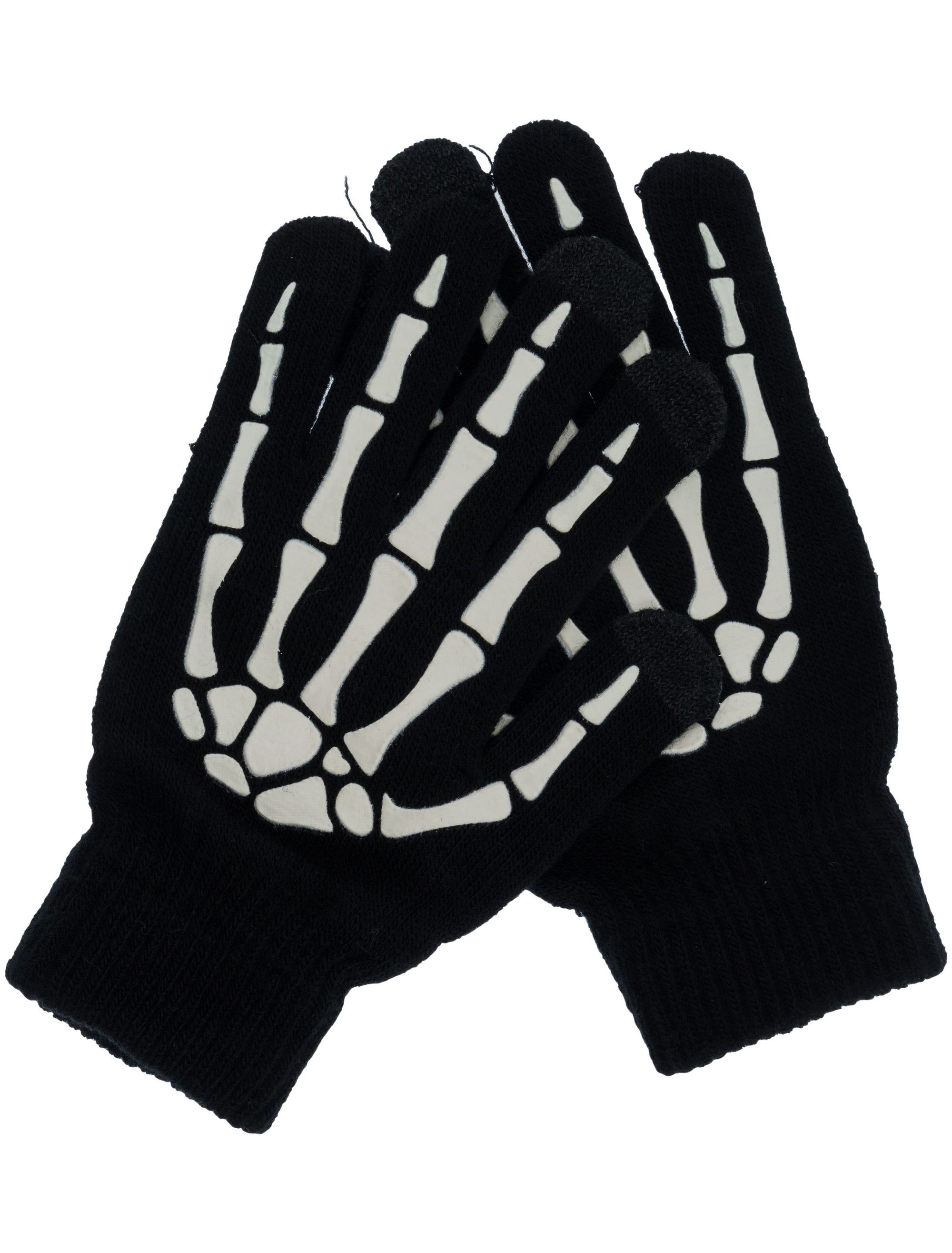 Kostümzubehör Handschuhe Skelett Erwachsene Farbe: schwarz/weiß