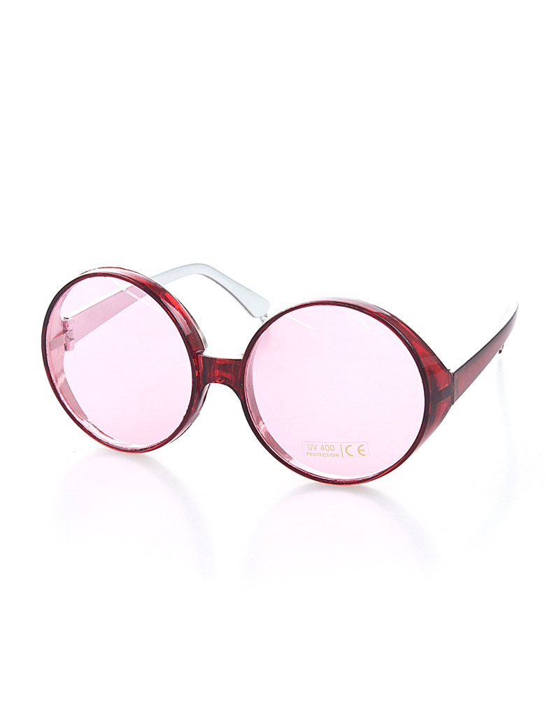 Kostümzubehör Brille große runde Gläser rot
