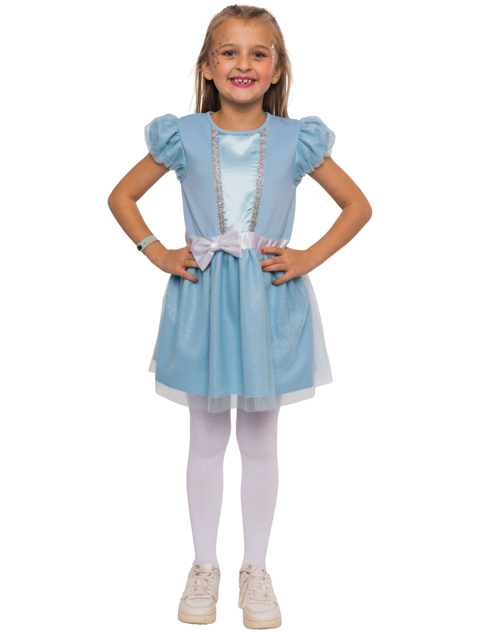Kleid Cinderalla Unifarben Mädchen blau 116/128