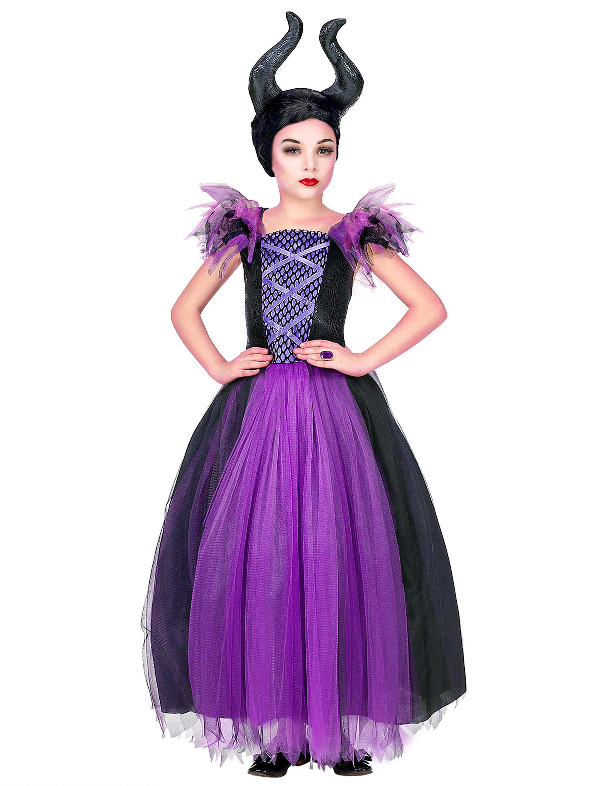 Kleid dunkle Fee Kinder schwarz/lila 4-5 Jahre