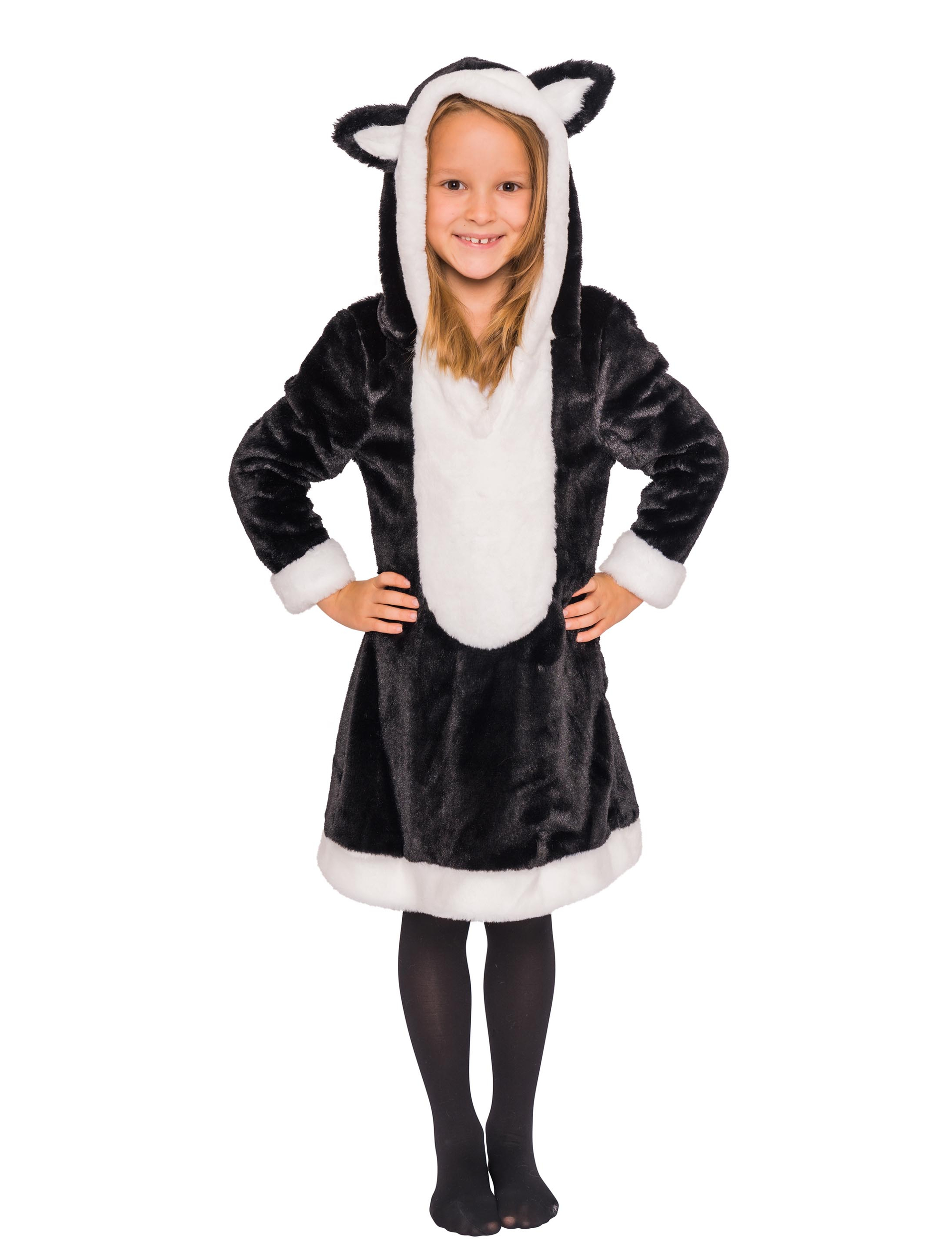 Kleid Katze Kinder Plüsch Kinder schwarz
