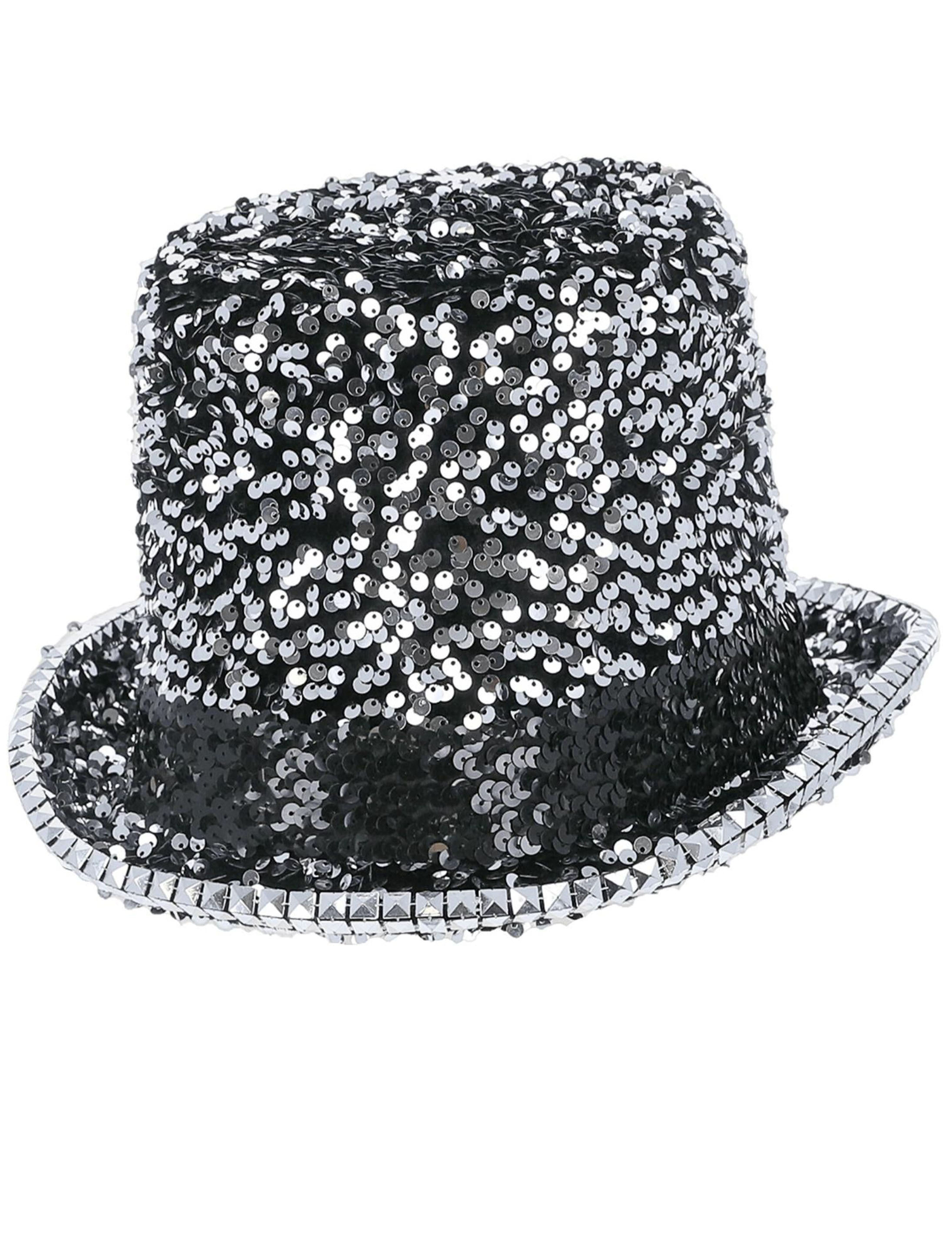 Kostümzubehör Zylinder Pailletten deluxe silber one size