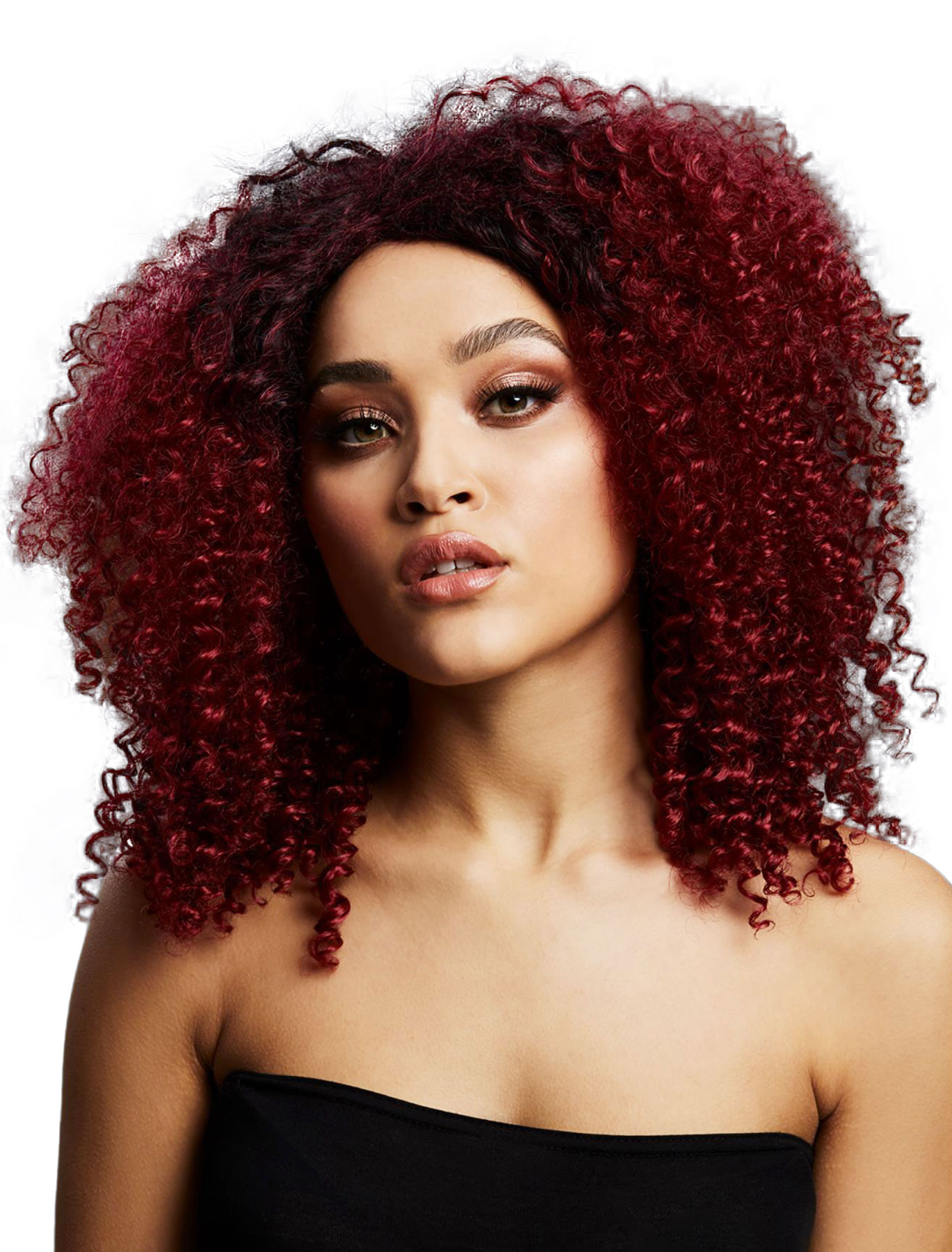 Kostümzubehör Perücke lang kleine Locken violett