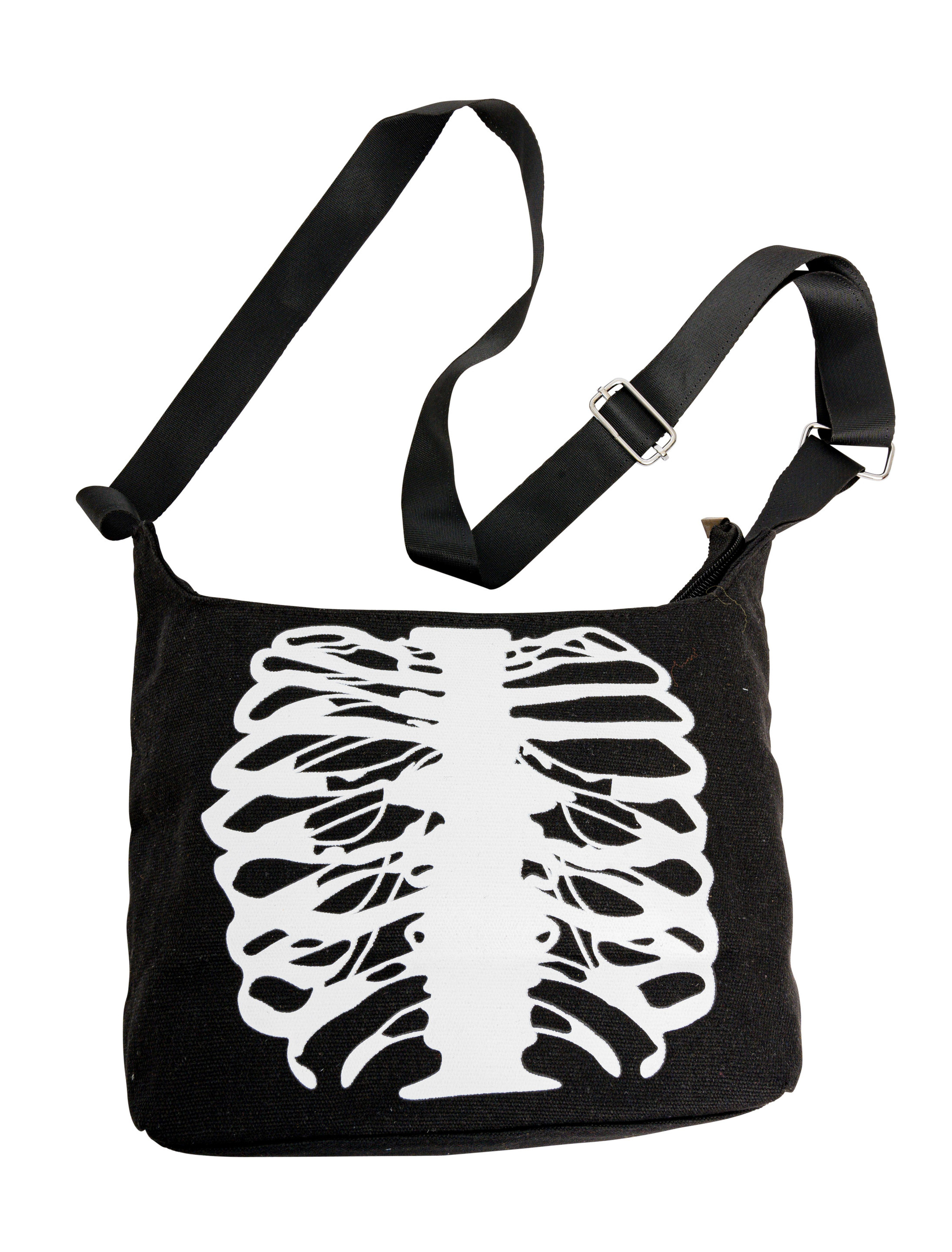 Kostümzubehör Tasche Skelett Brustkorb schwarz/weiß