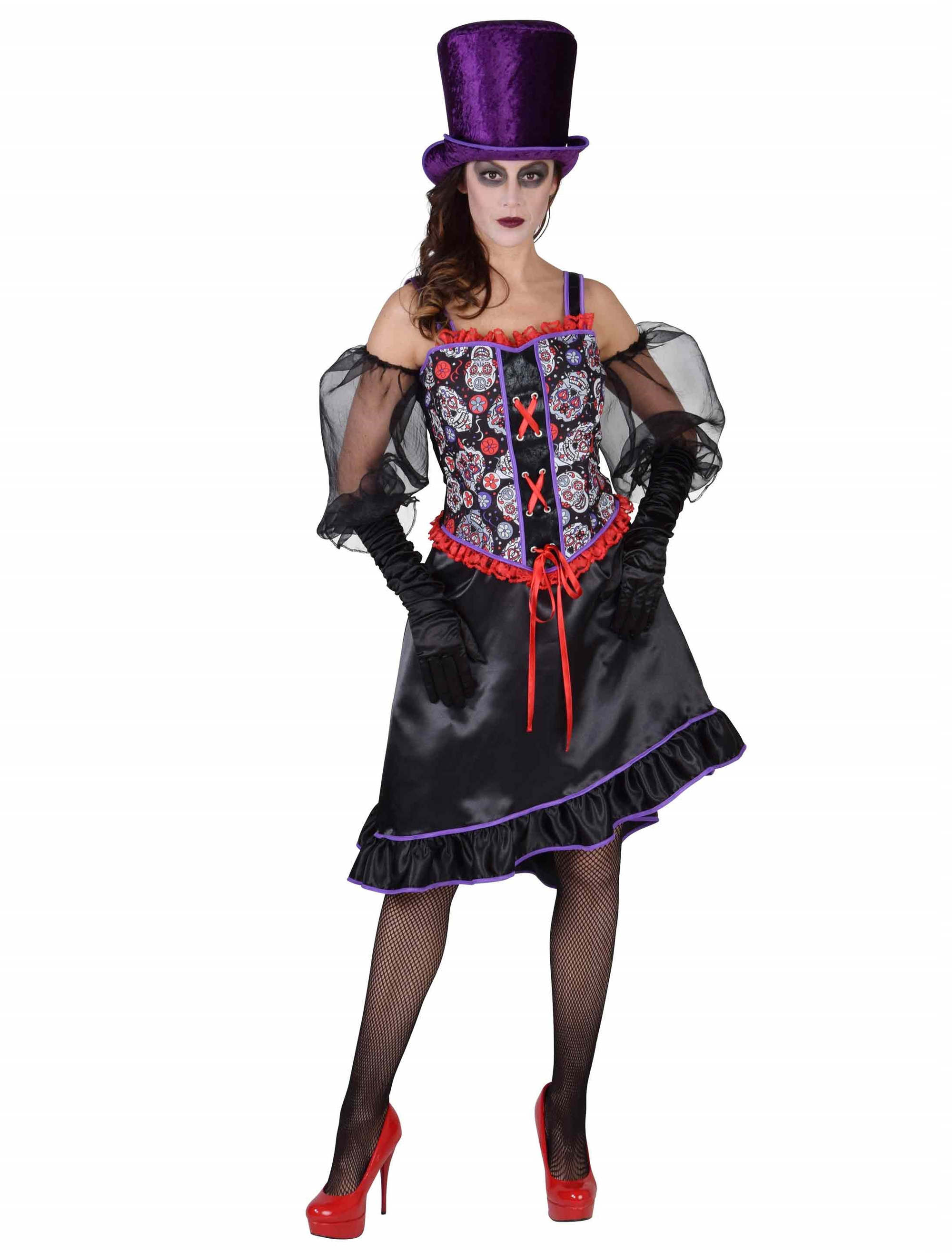 Kleid lang Day of Death deluxe Damen Damen schwarz S