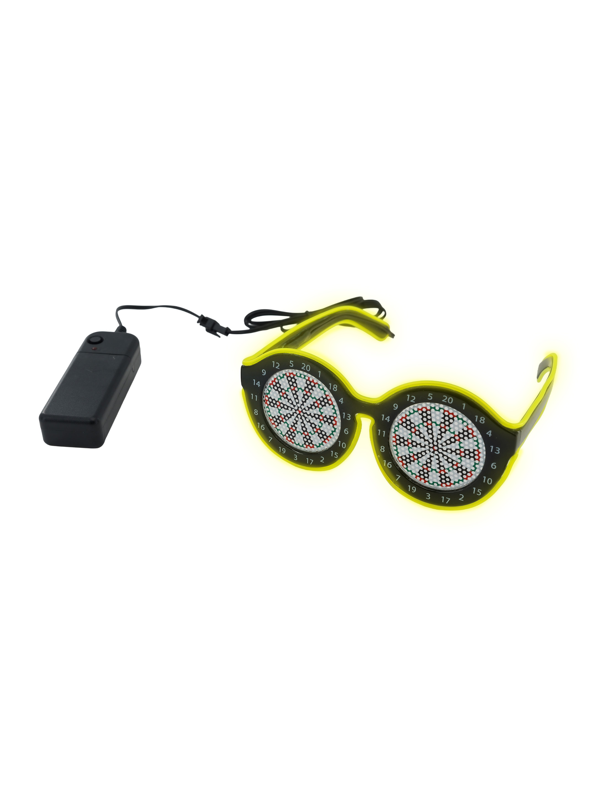 Kostümzubehör LED Brille Darts gelb