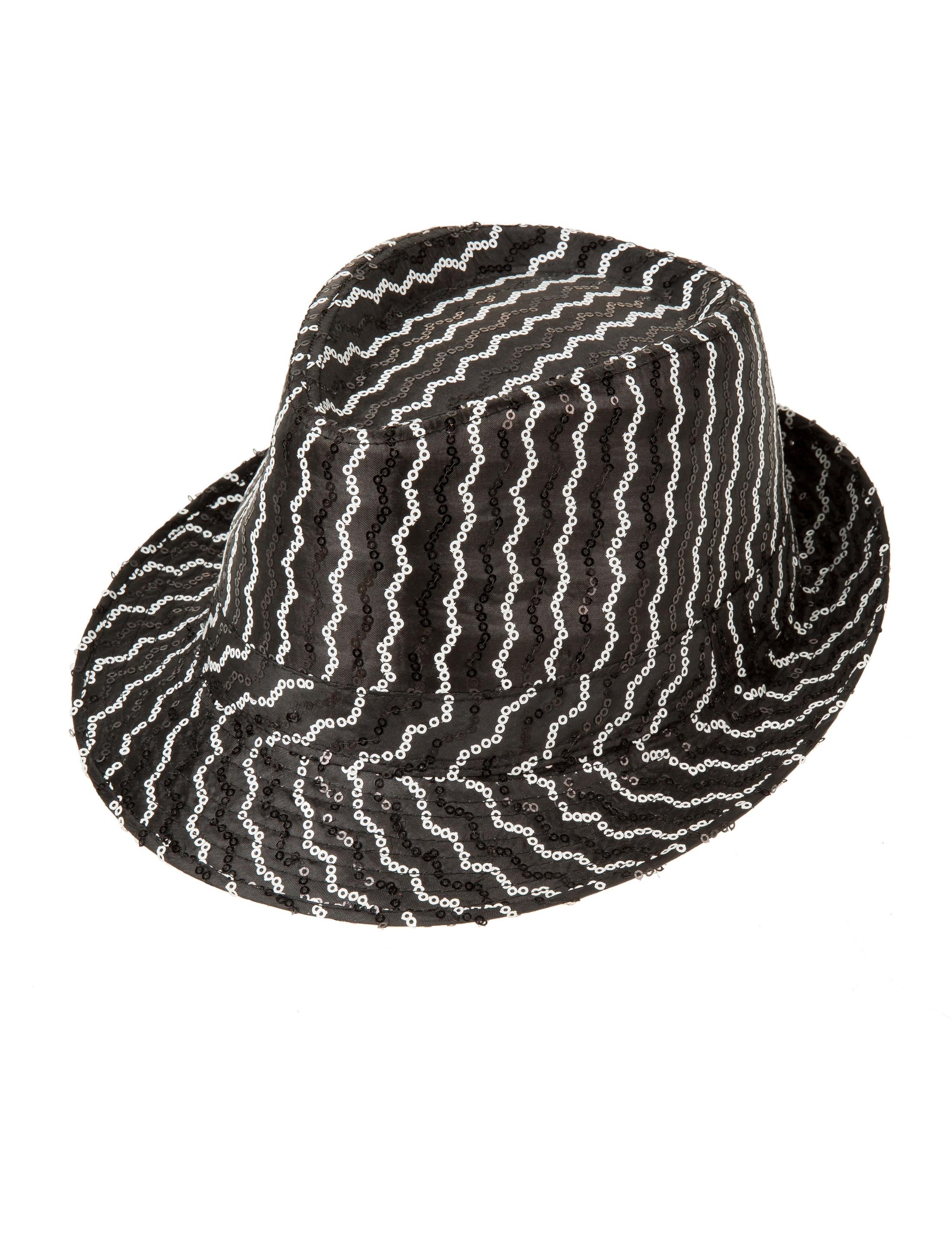 Kostümzubehör Hut Trilby Pailletten Damen schwarz/silber one size