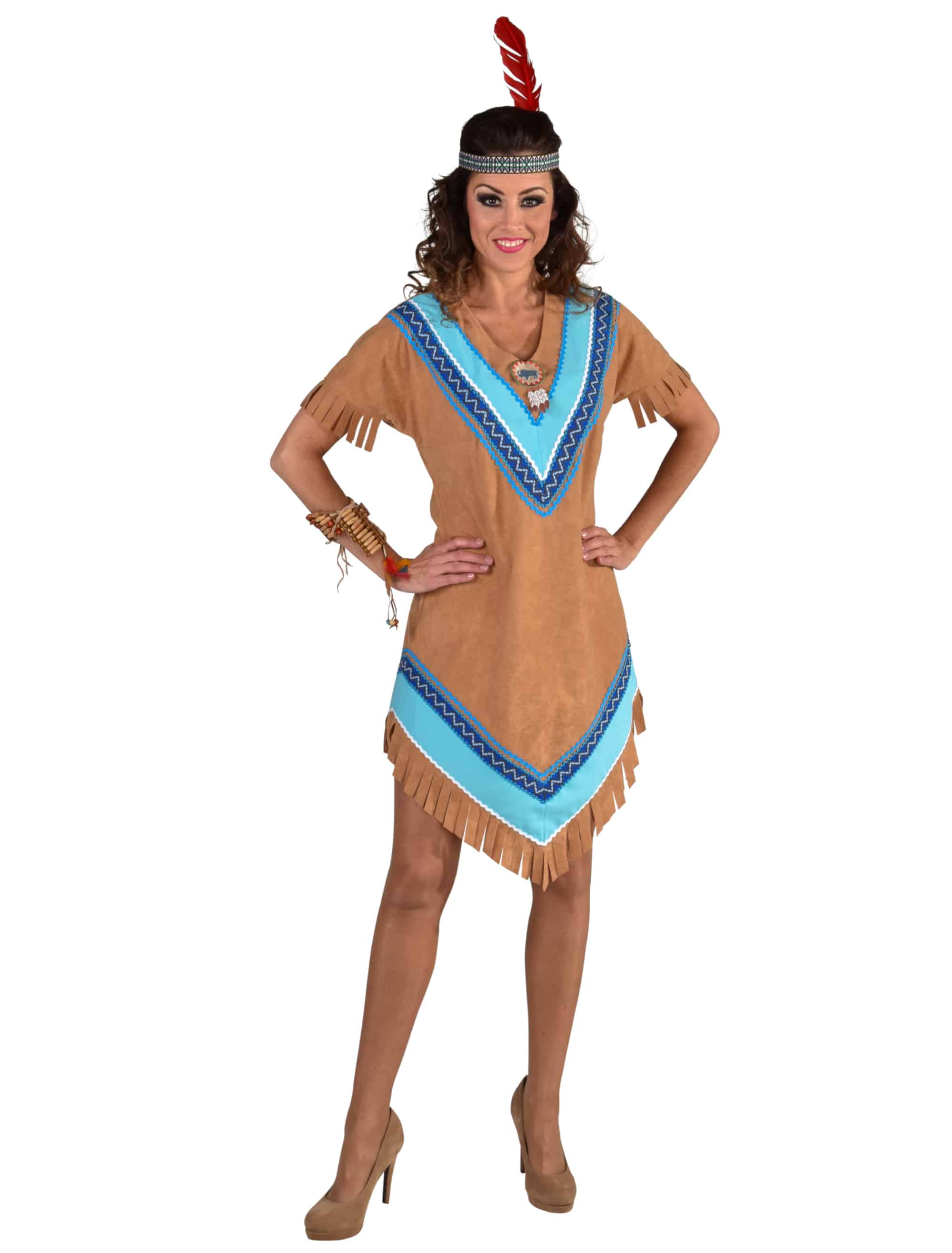 Kleid Indianerin mit Fransen braun 2XL