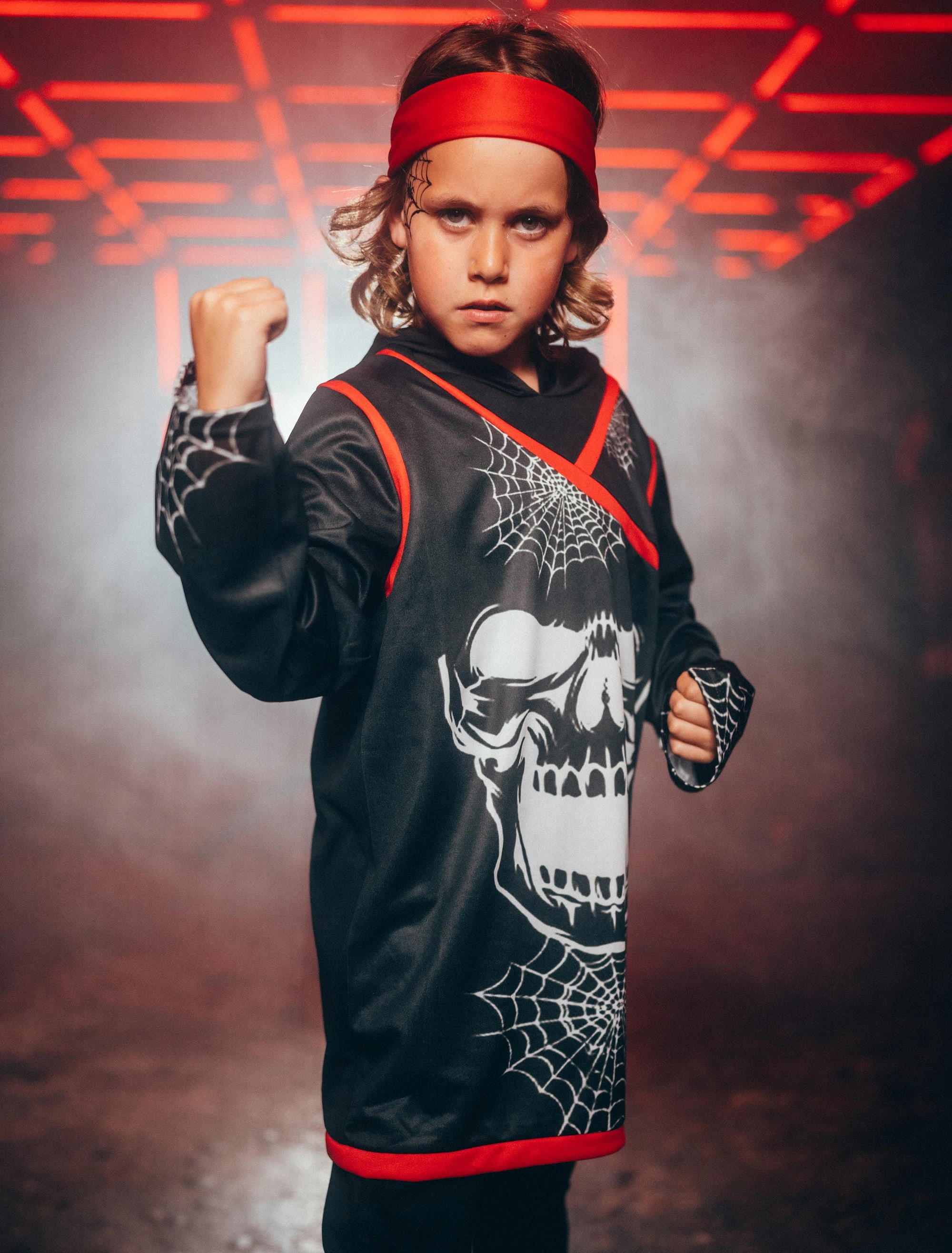 Shirt Ninja mit Totenkopf Kinder schwarz/rot/176