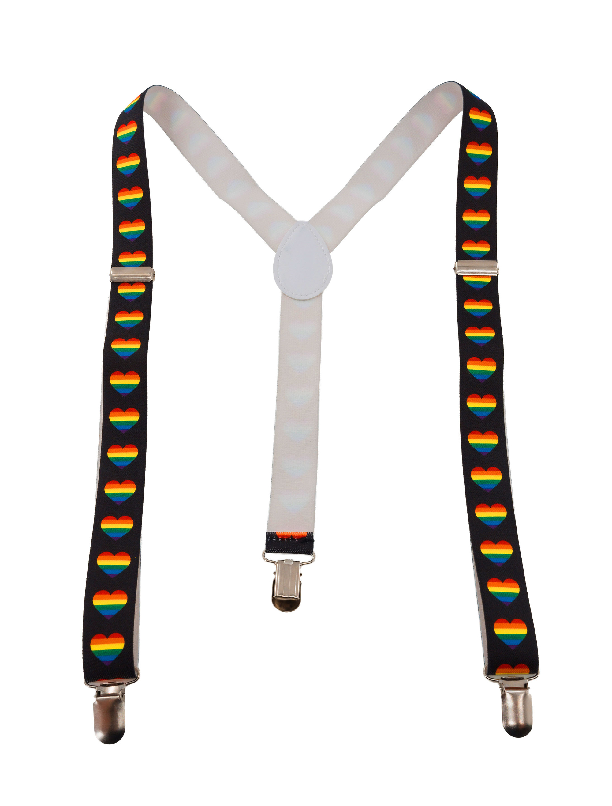 Kostümzubehör Hosenträger Herzen rainbow