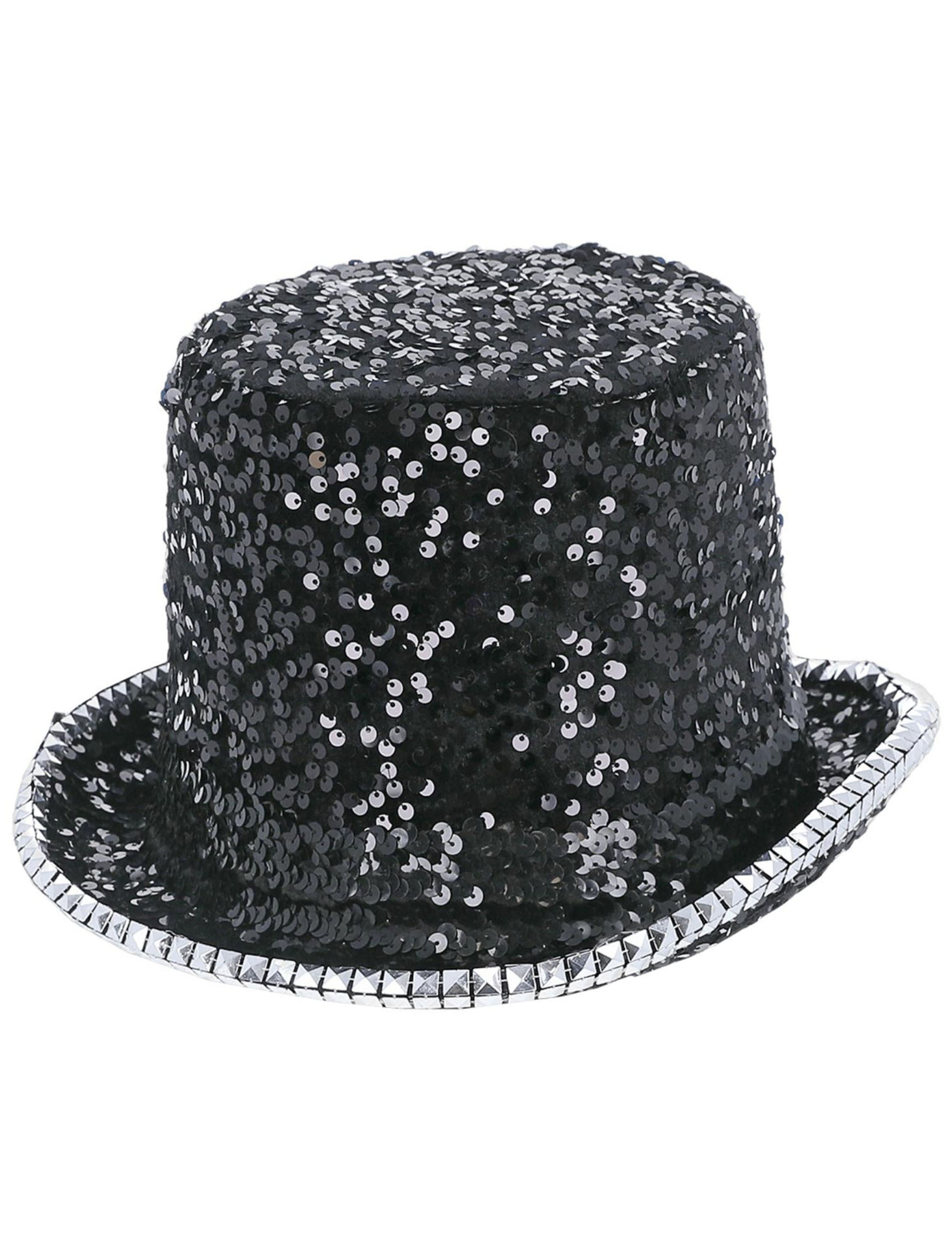 Kostümzubehör Zylinder Pailletten deluxe schwarz one size