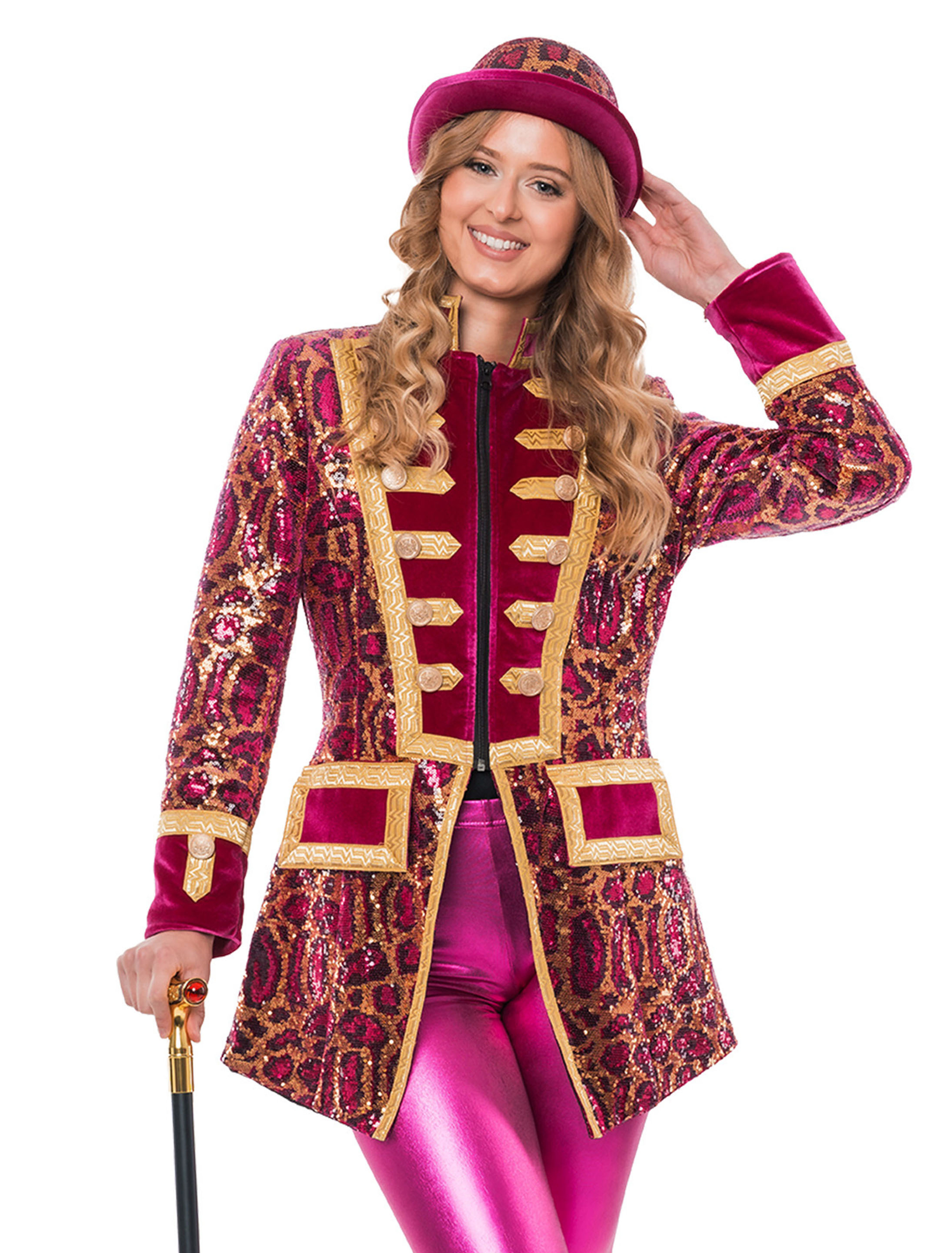 Jacke de Luxe Leopard Damen gold/pink 3XL