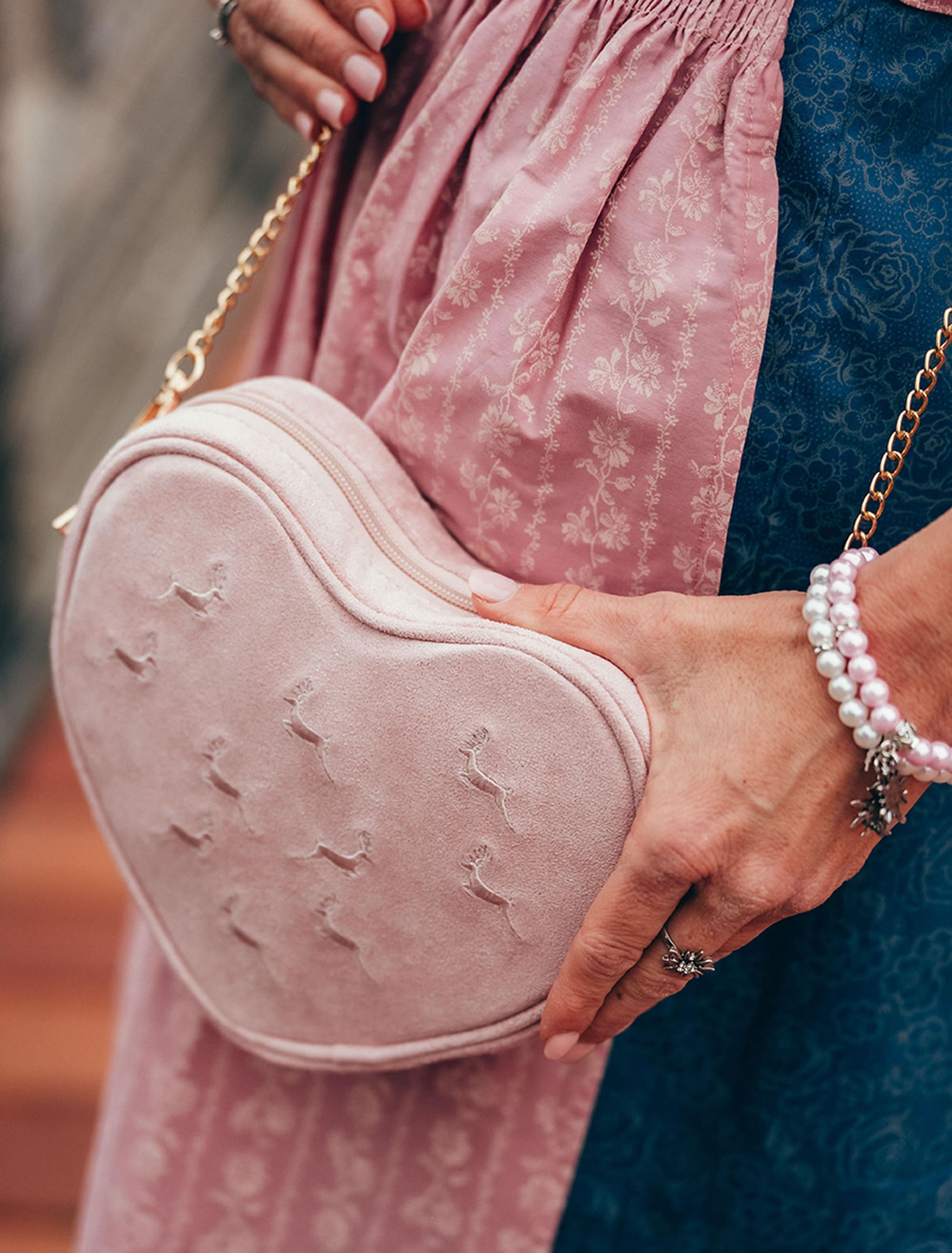 Kostümzubehör Tasche Herz Oktoberzauber rosa