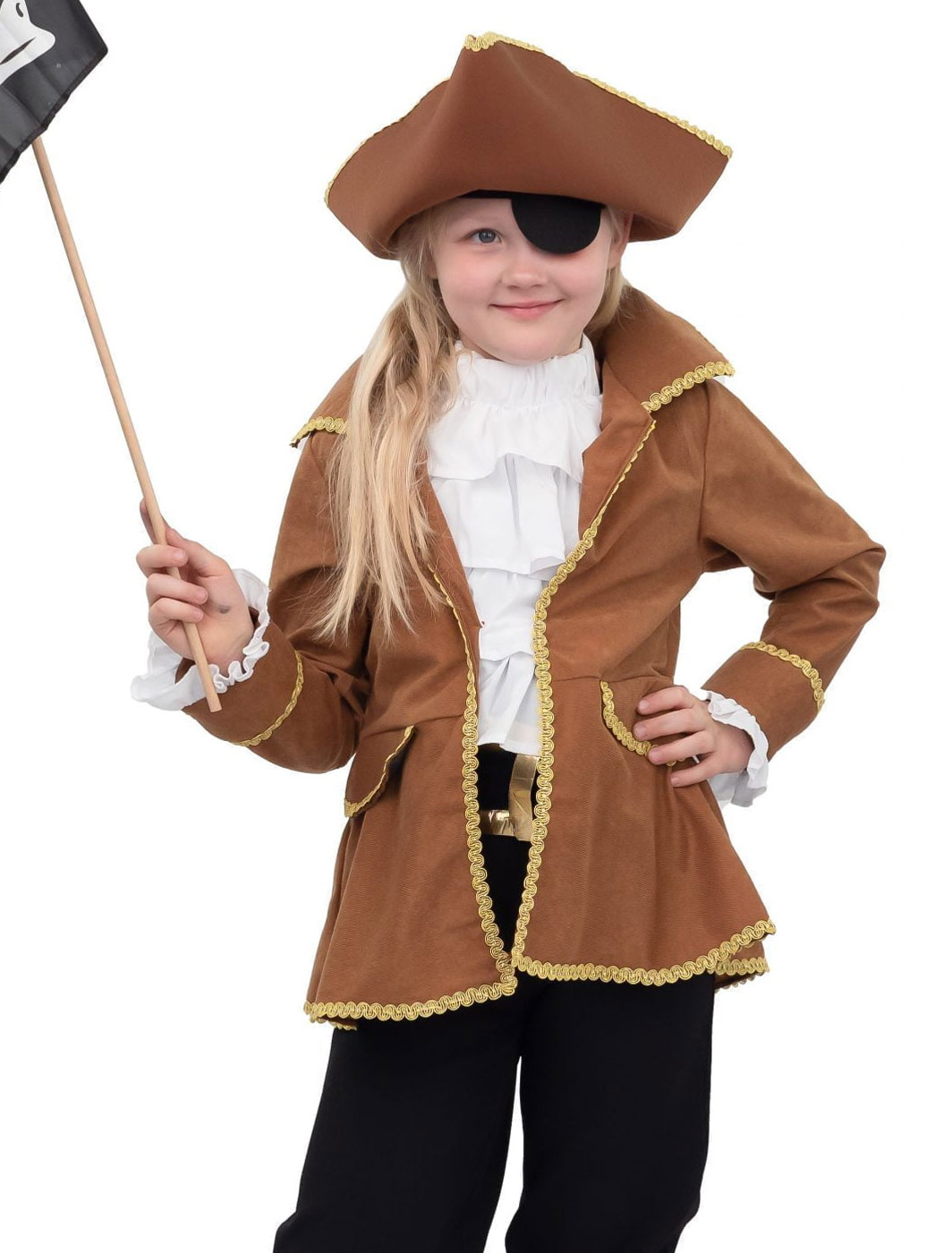 Jacke Pirat mit Hut Kinder braun