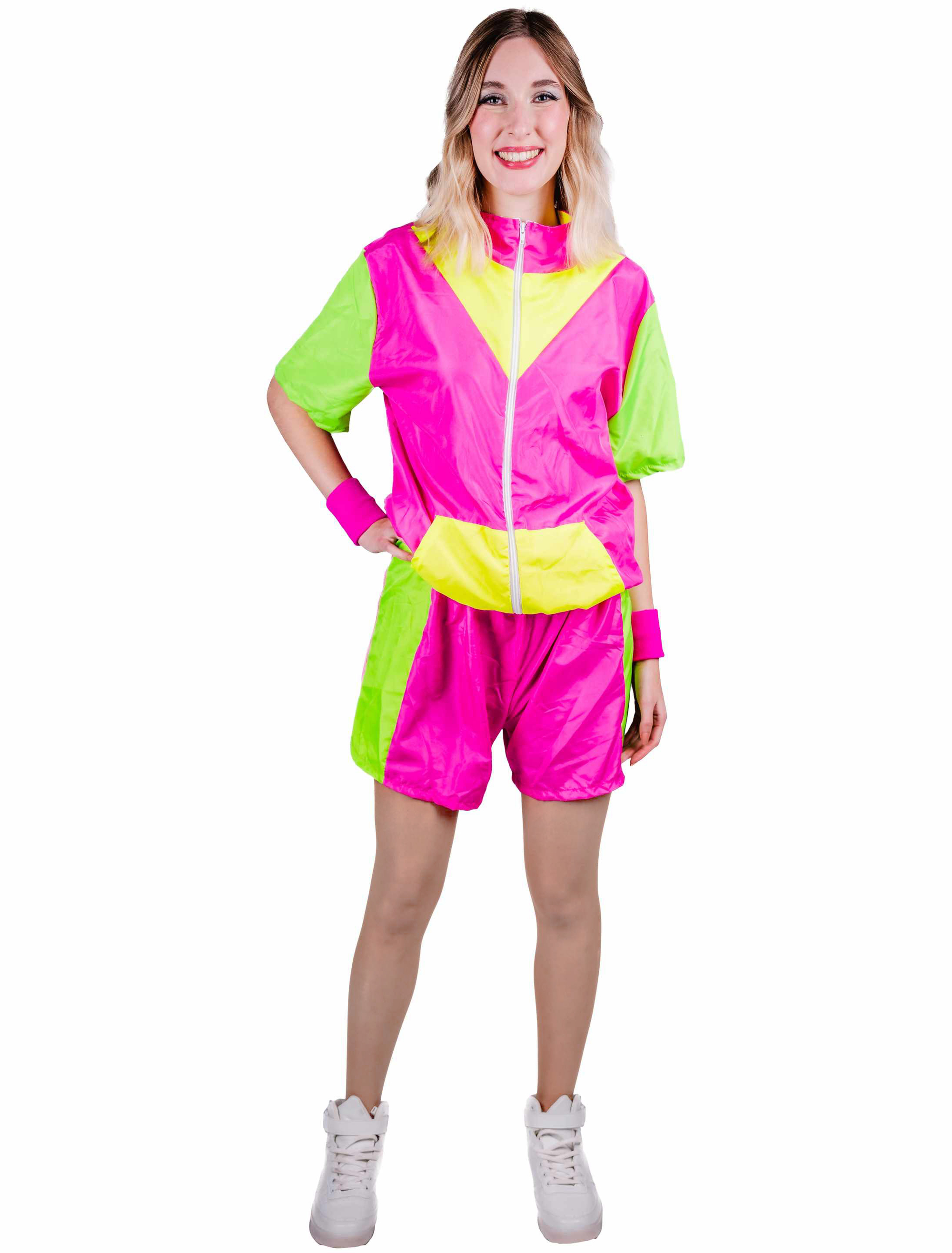 Jogginganzug 80er kurz 2-tlg. Damen neonpink L/XL