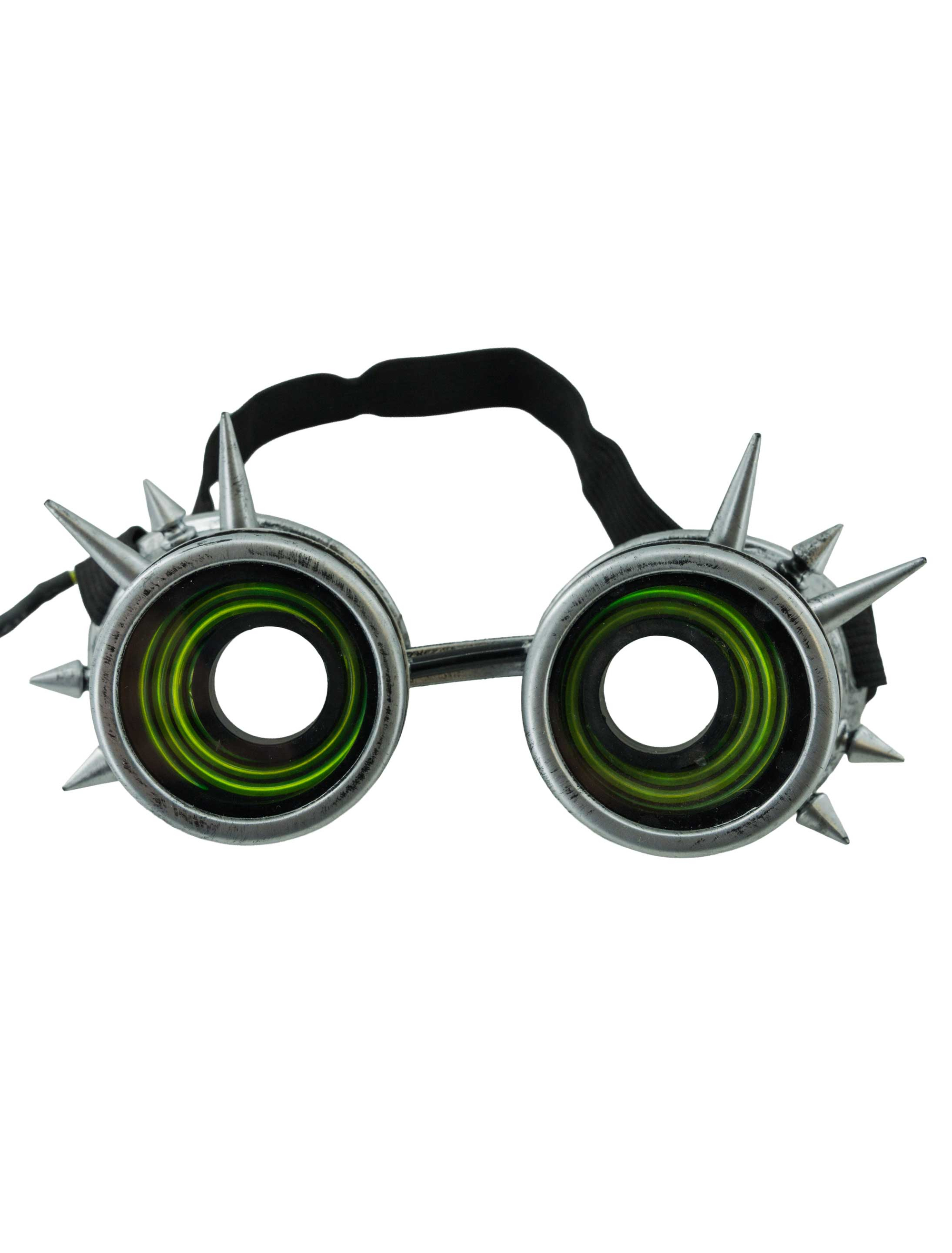 Kostümzubehör Brille mit Spikes und LED silber