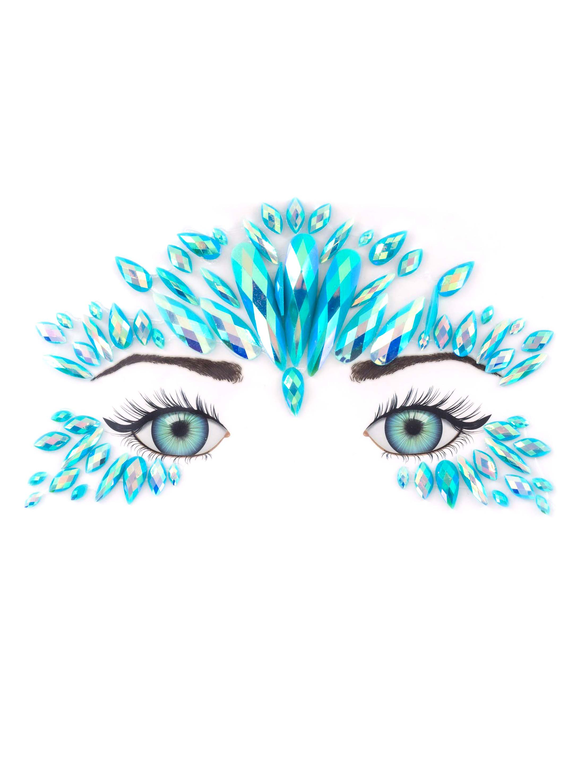 Gesichtsstrasssteine Fancy türkis Schminke für Karneval & Fasching