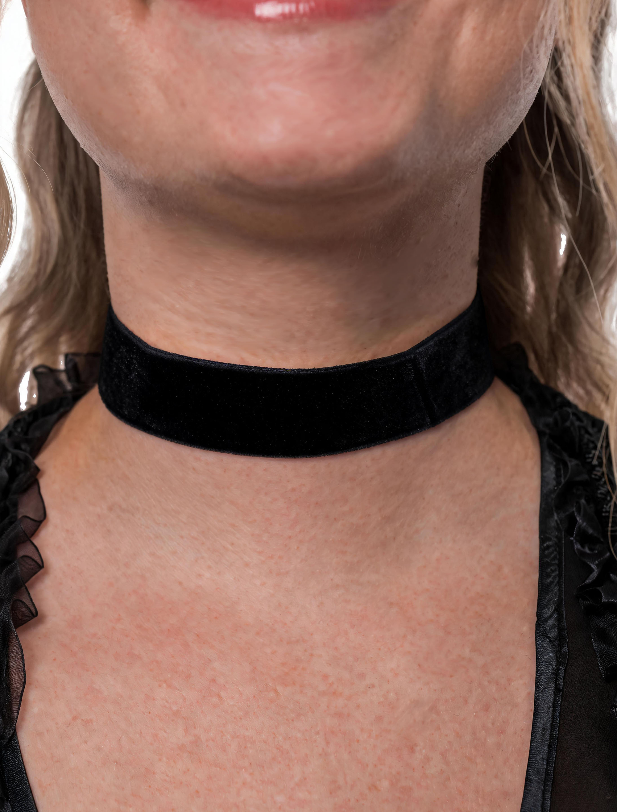 Kostümzubehör Halskette Choker Samt Damen schwarz