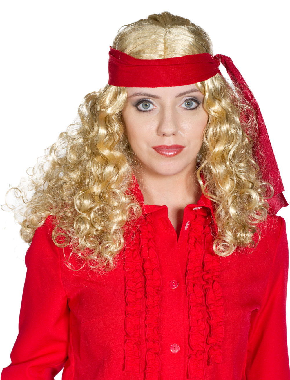 Kostümzubehör Perücke Hippie lockig Haarband blond one size