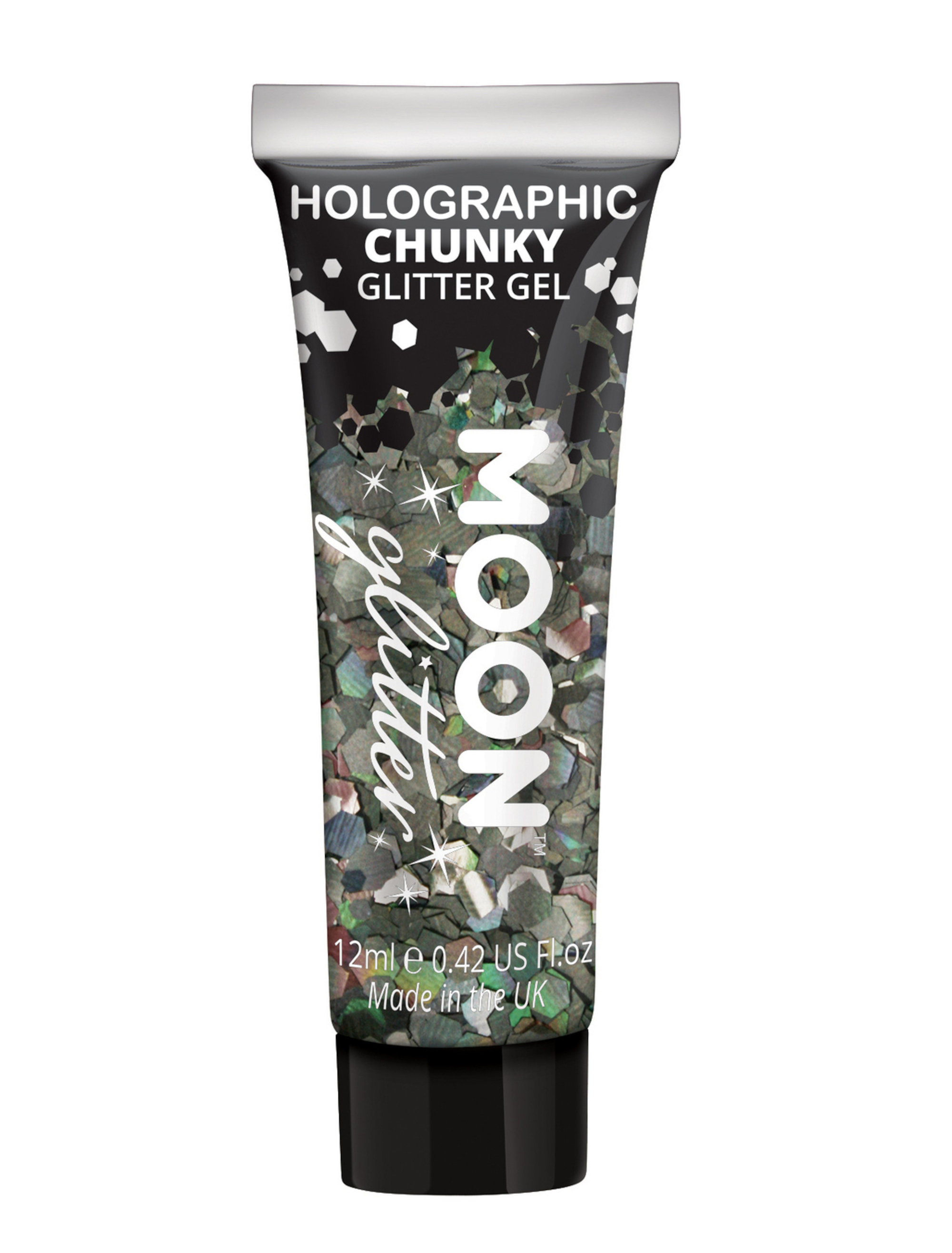 Glitzergel Chunky Holographic 12ml schwarz Schminke für Karneval & Fasching