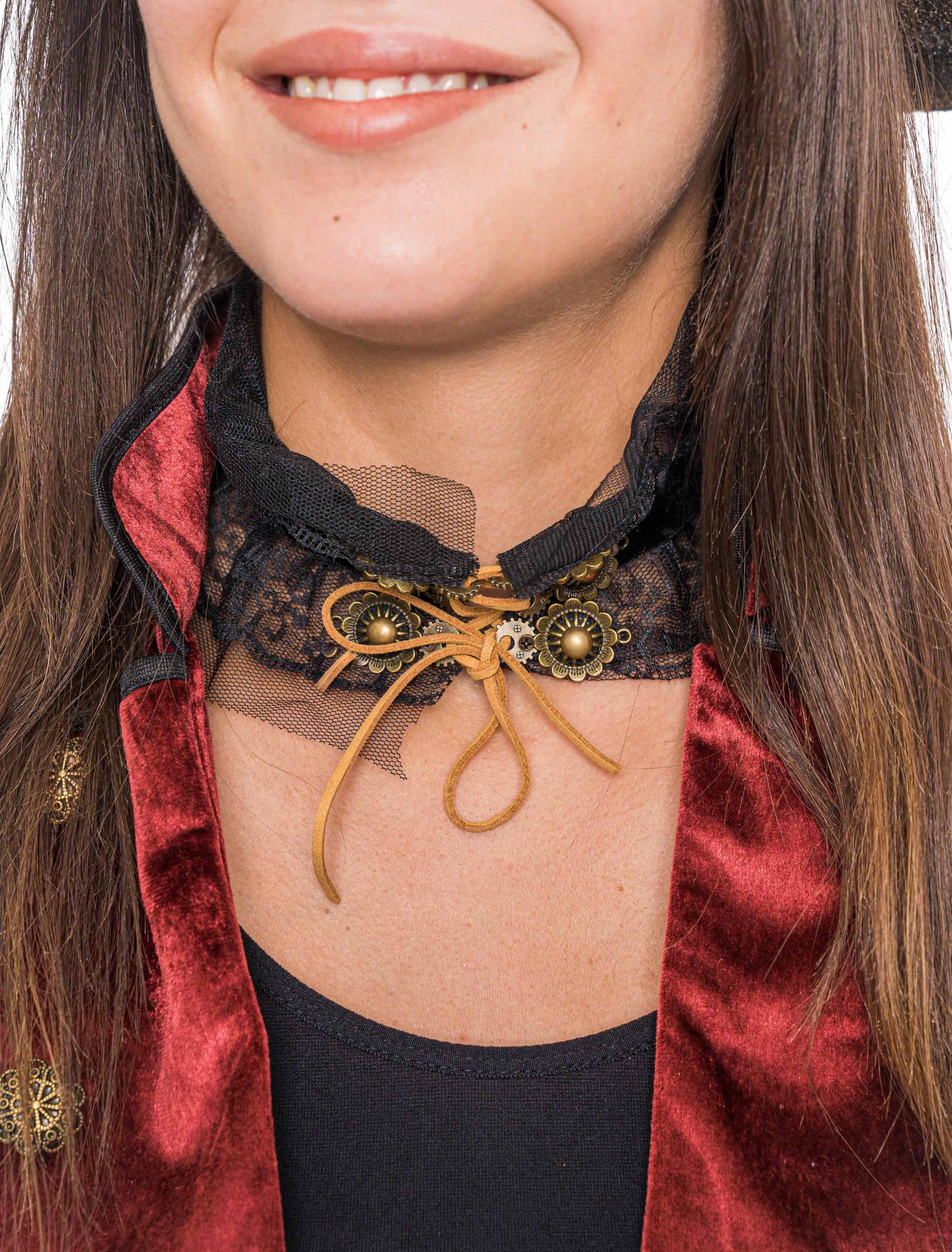 Kostümzubehör Halsband Steampunk mit Zahnrädern Farbe: schwarz