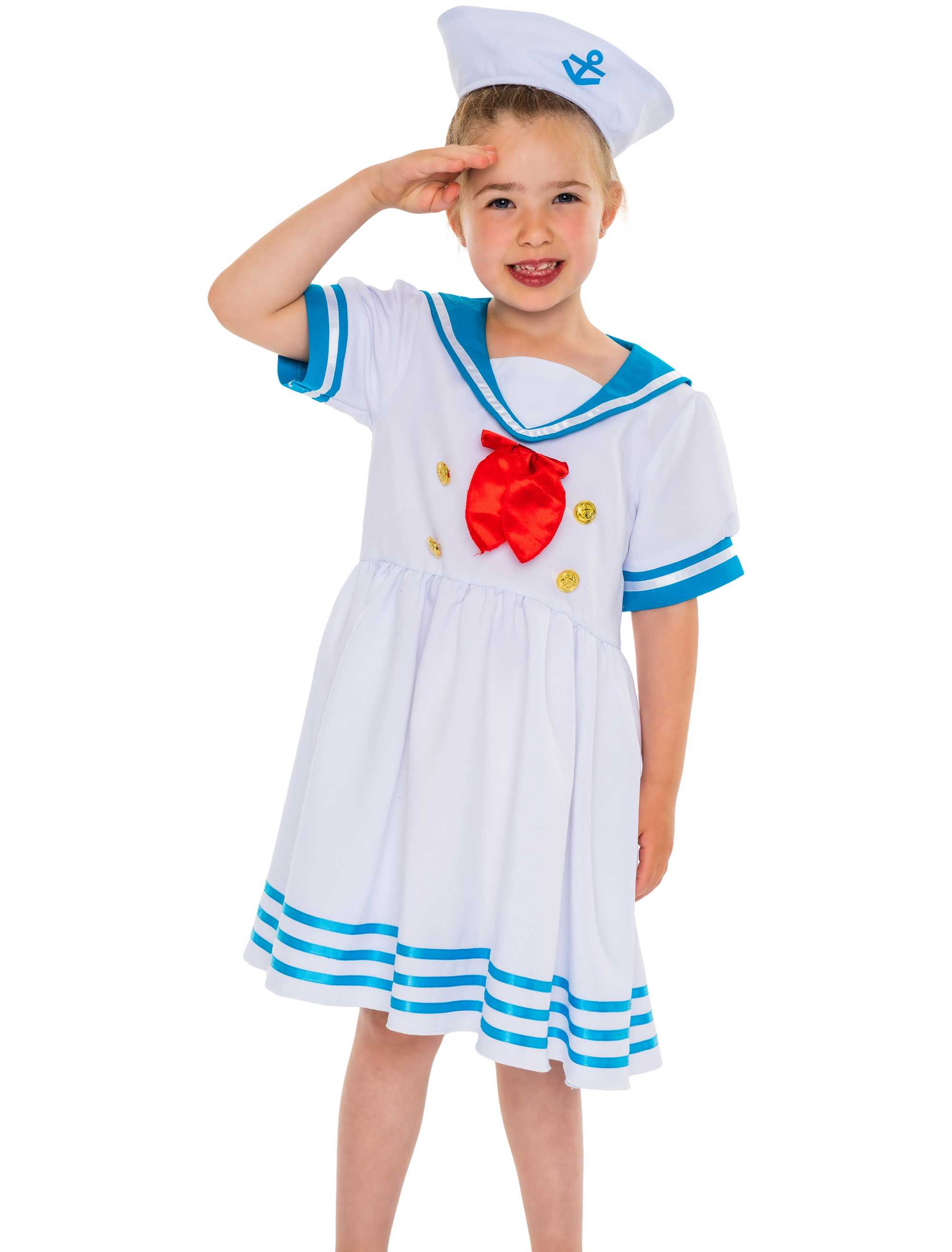 Kleid Matrosin 2-tlg. Mädchen weiß/blau
