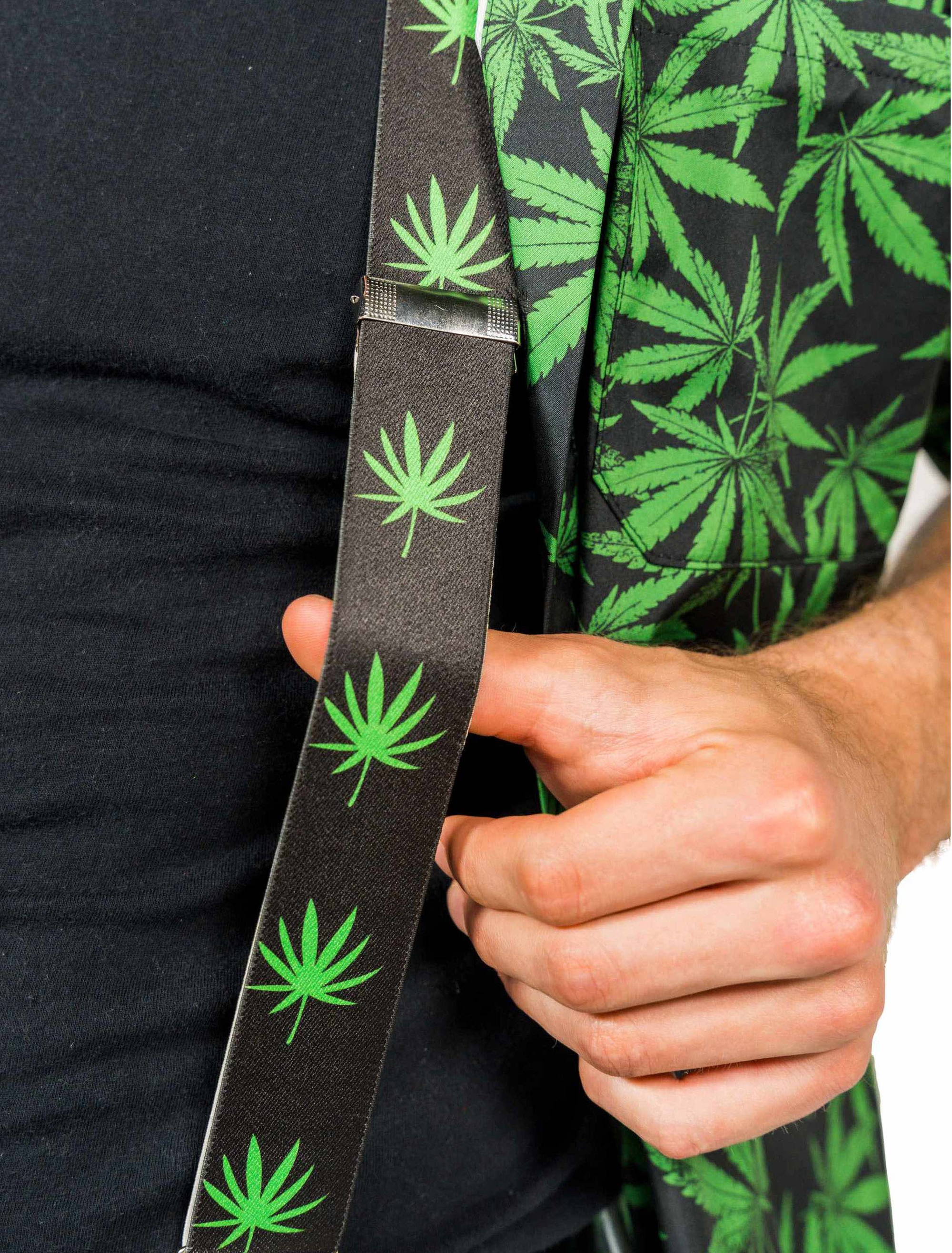 Kostümzubehör Hosenträger Cannabis schwarz/grün