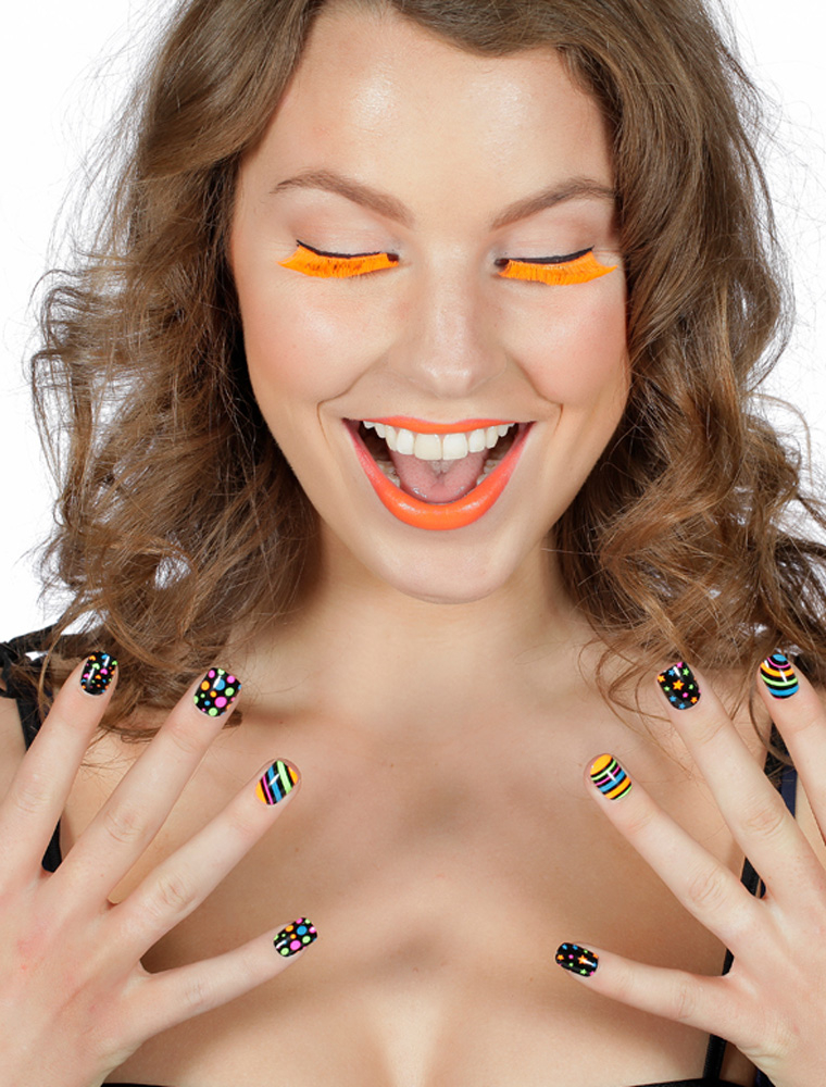 Set Wimpern und Nägel Disco Farbe: bunt