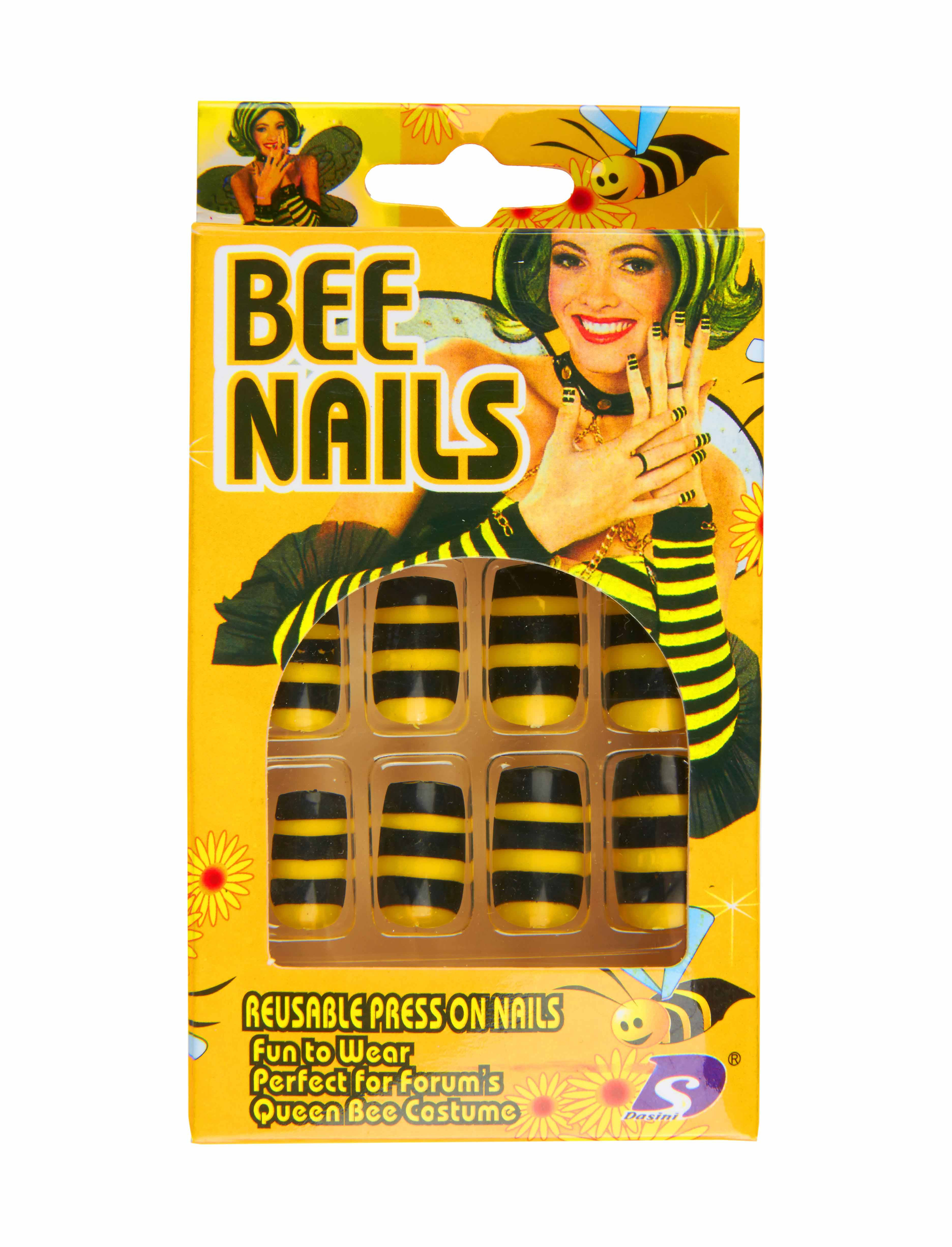 Fingernägel Biene Schminke für Karneval & Fasching Farbe: schwarz/gelb