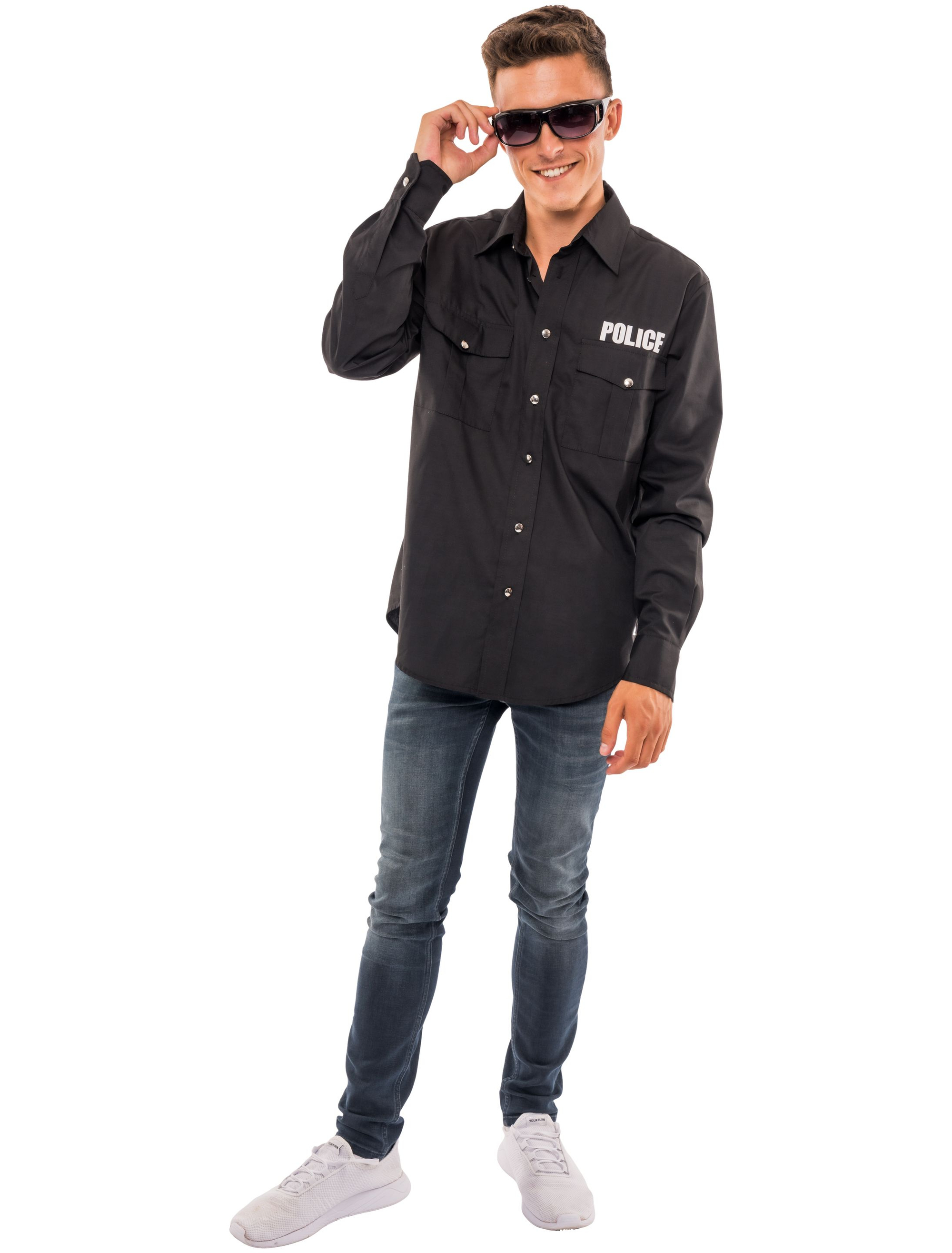 Hemd Police Herren schwarz M