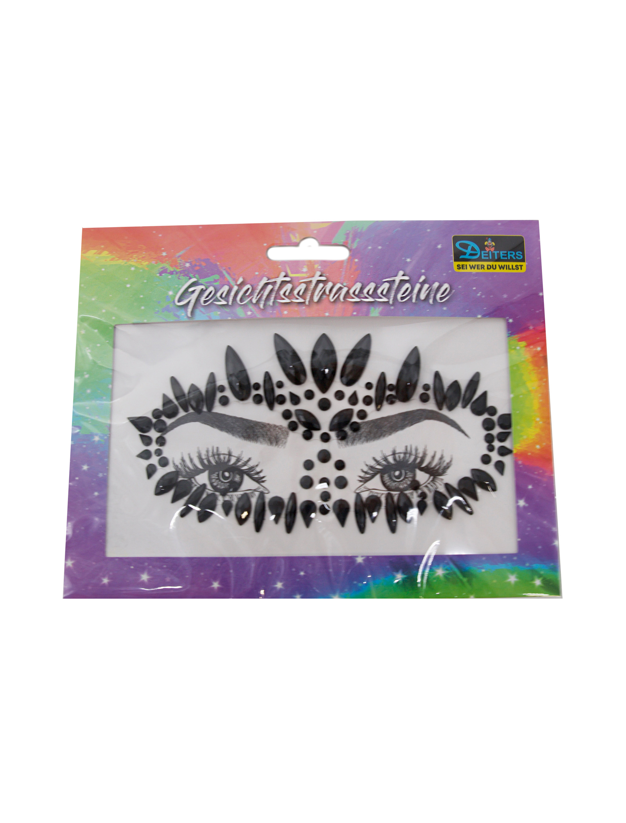 Gesichtsstrasssteine schwarz Schminke für Karneval & Fasching