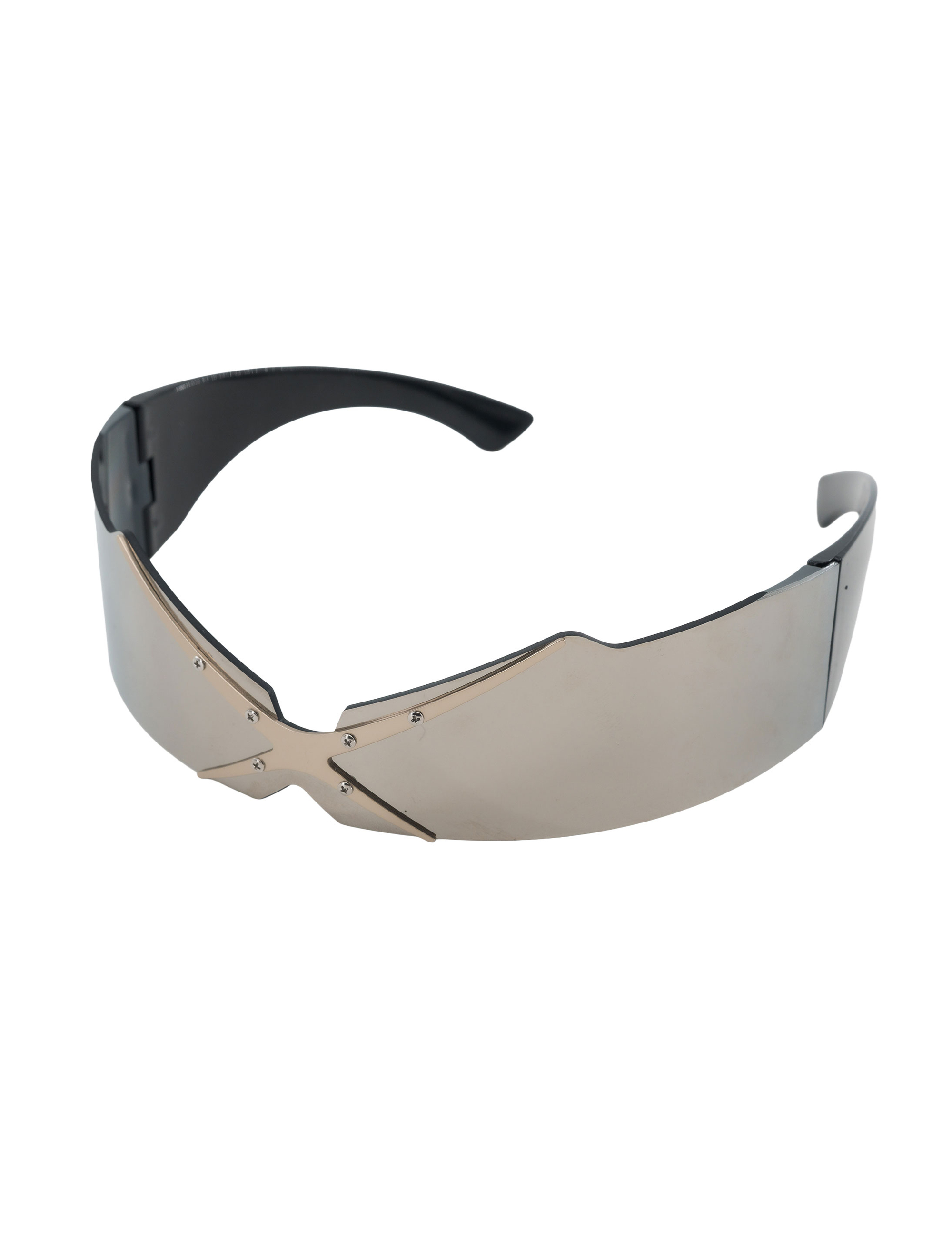 Kostümzubehör Brille futuristisch mit Spiegelglas schwarz/silber