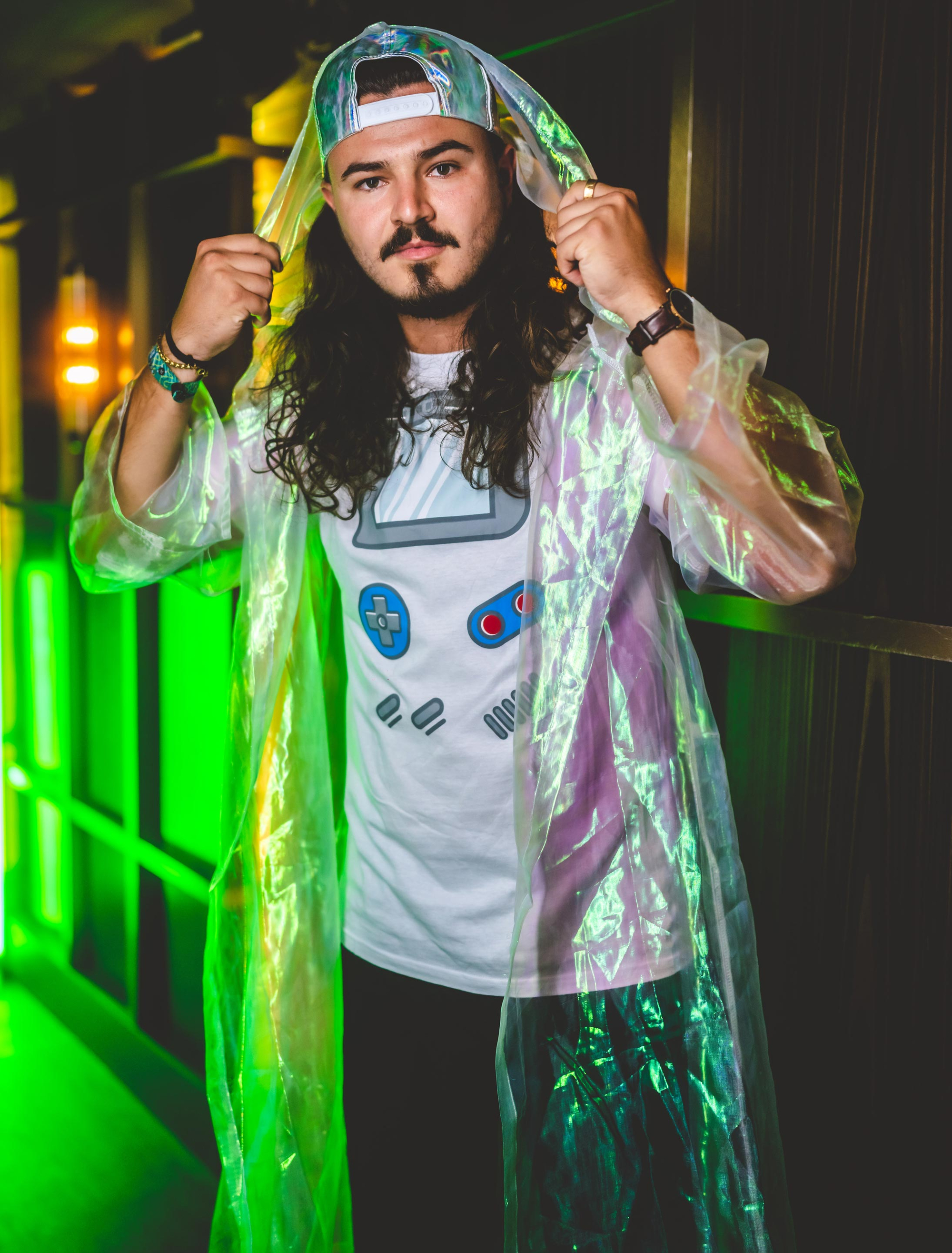 Festivalmantel transparent mehrfarbig one size