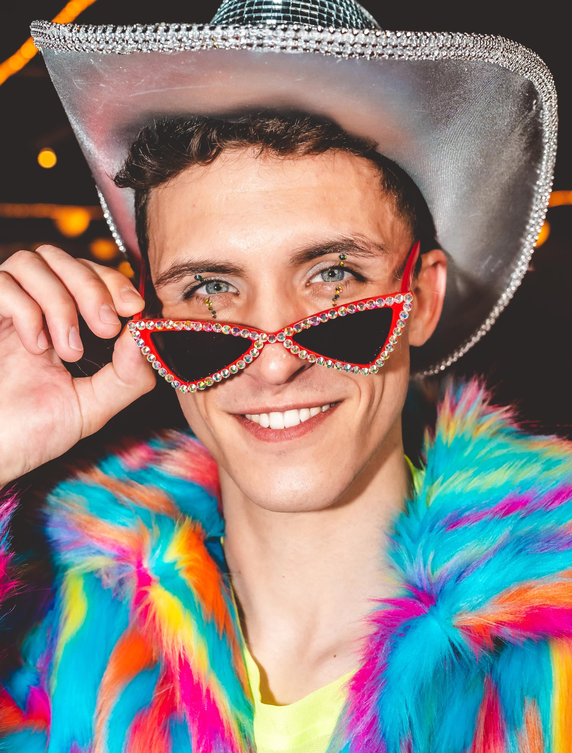 Kostümzubehör Brille Cat Eye mit Strass rot