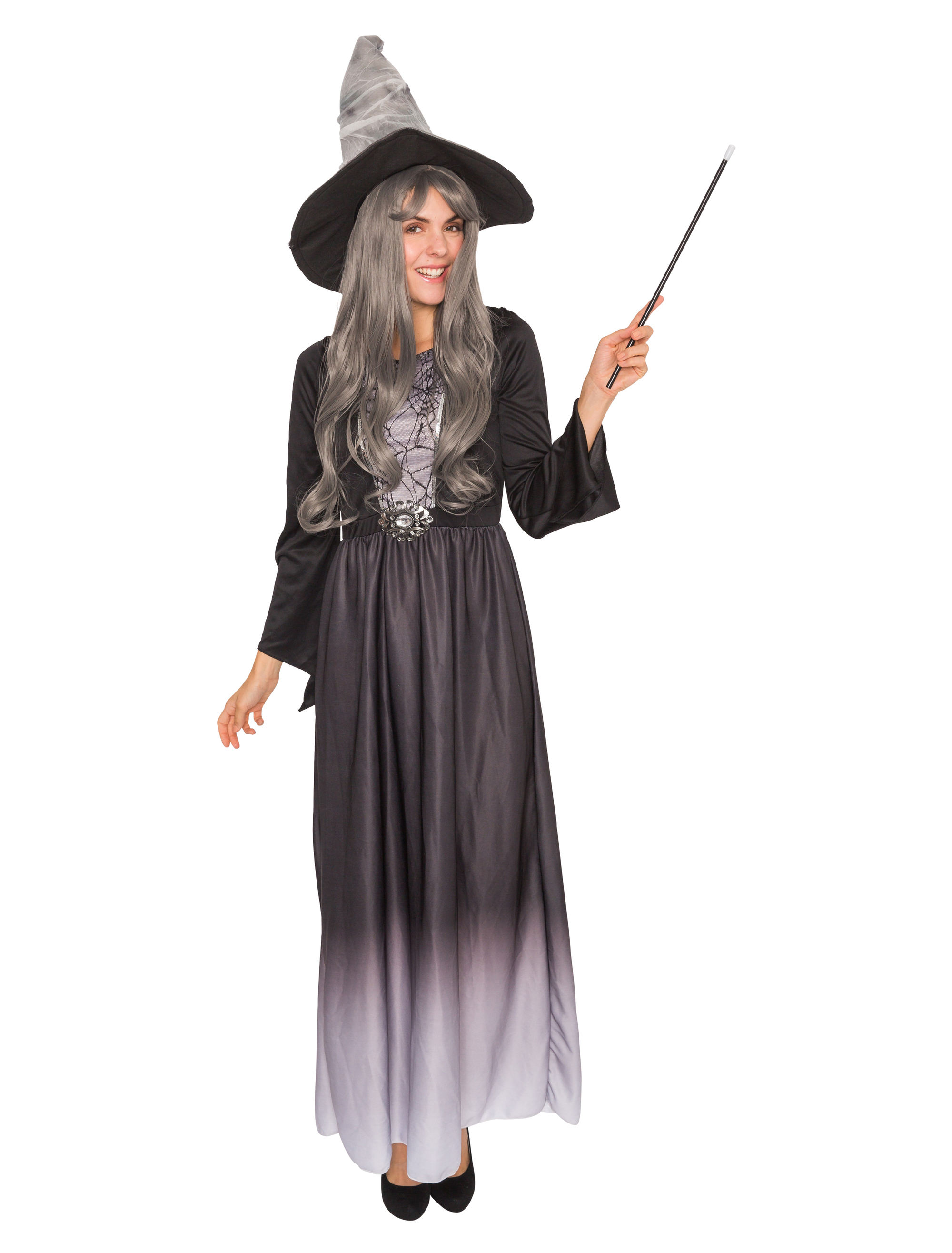 Kleid Halloween mit Kapuze Damen schwarz L