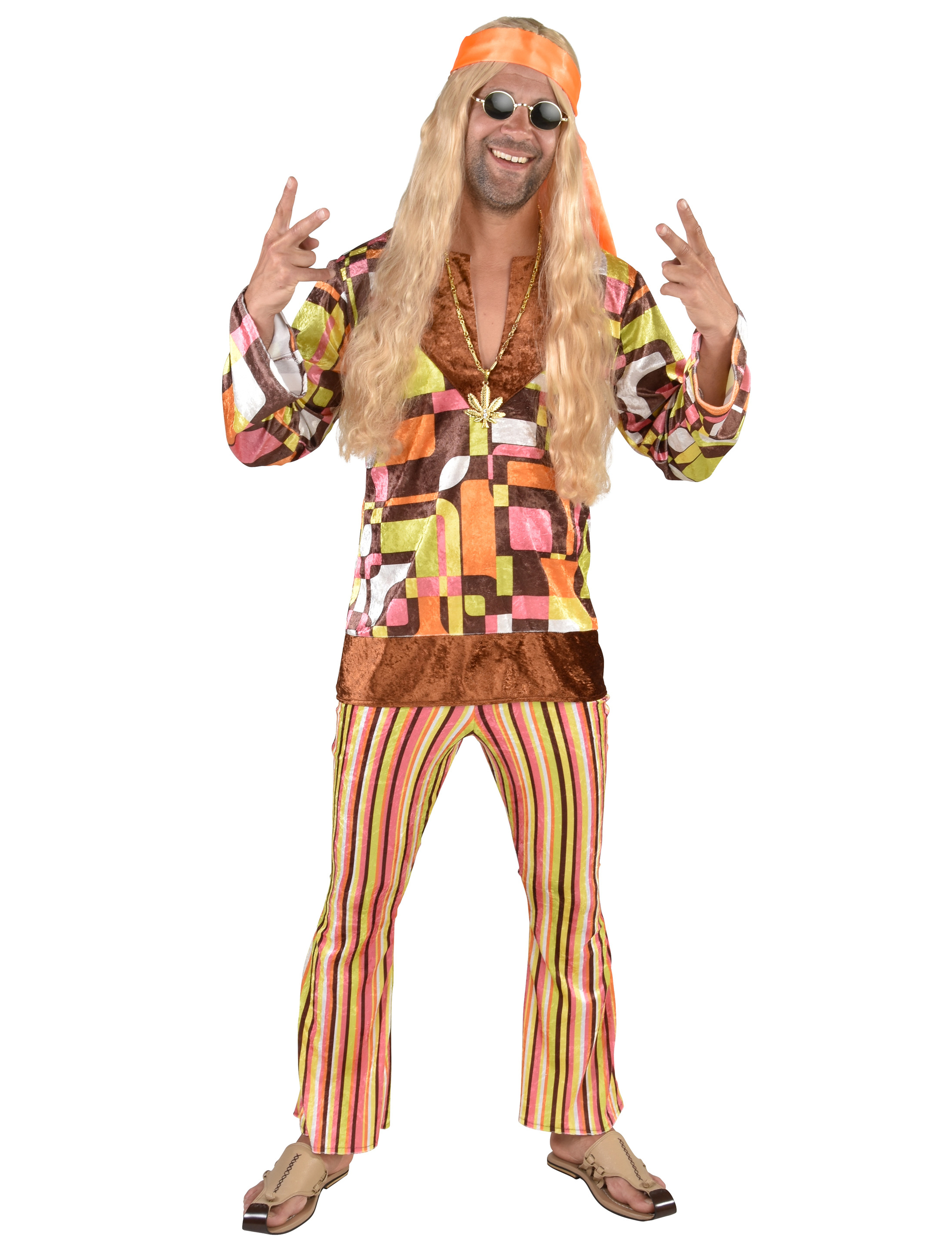 Hippie Retro Herren 2-tlg. bunt L Farbe: bunt