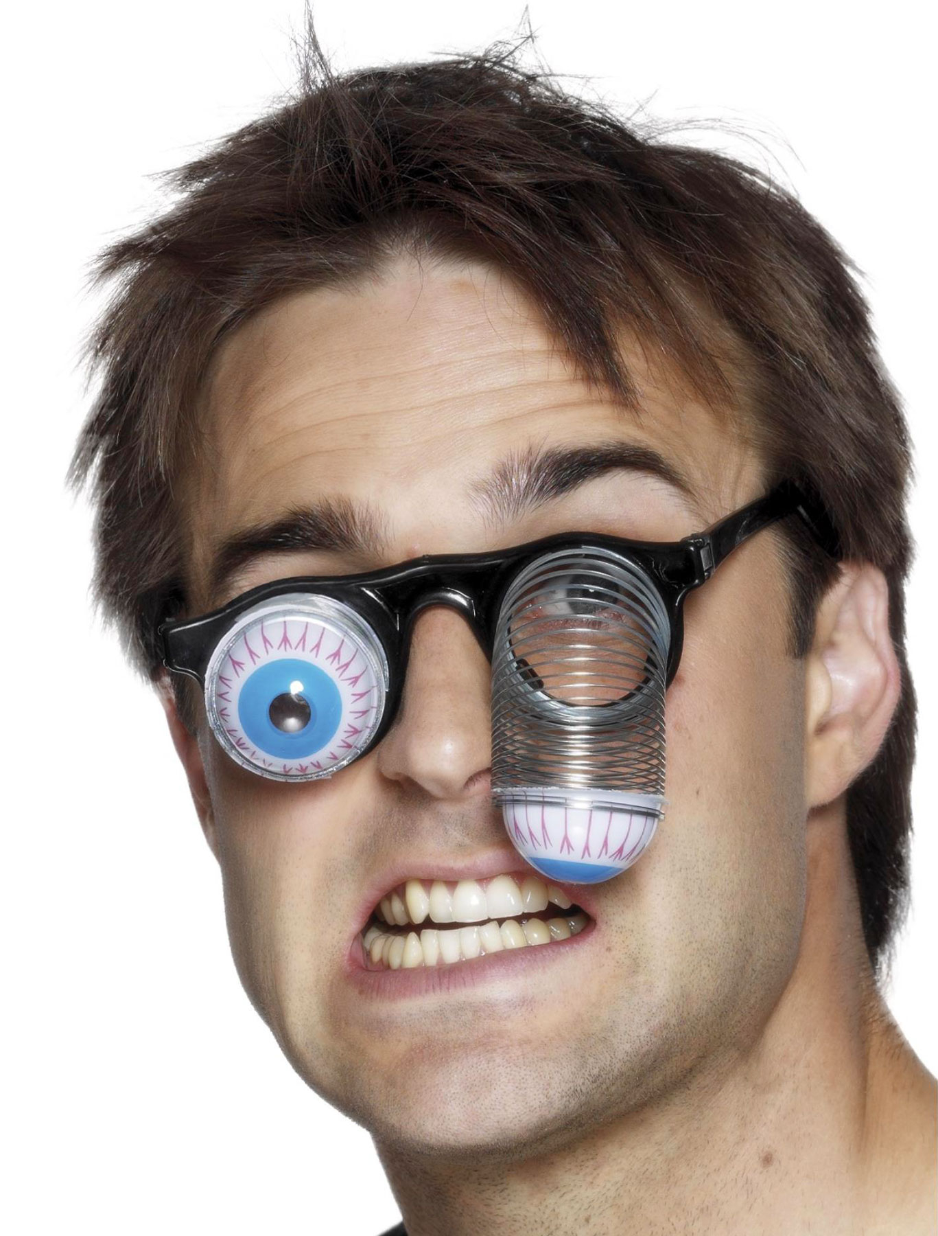Kostümzubehör Brille springende Augen rot/weiß/blau