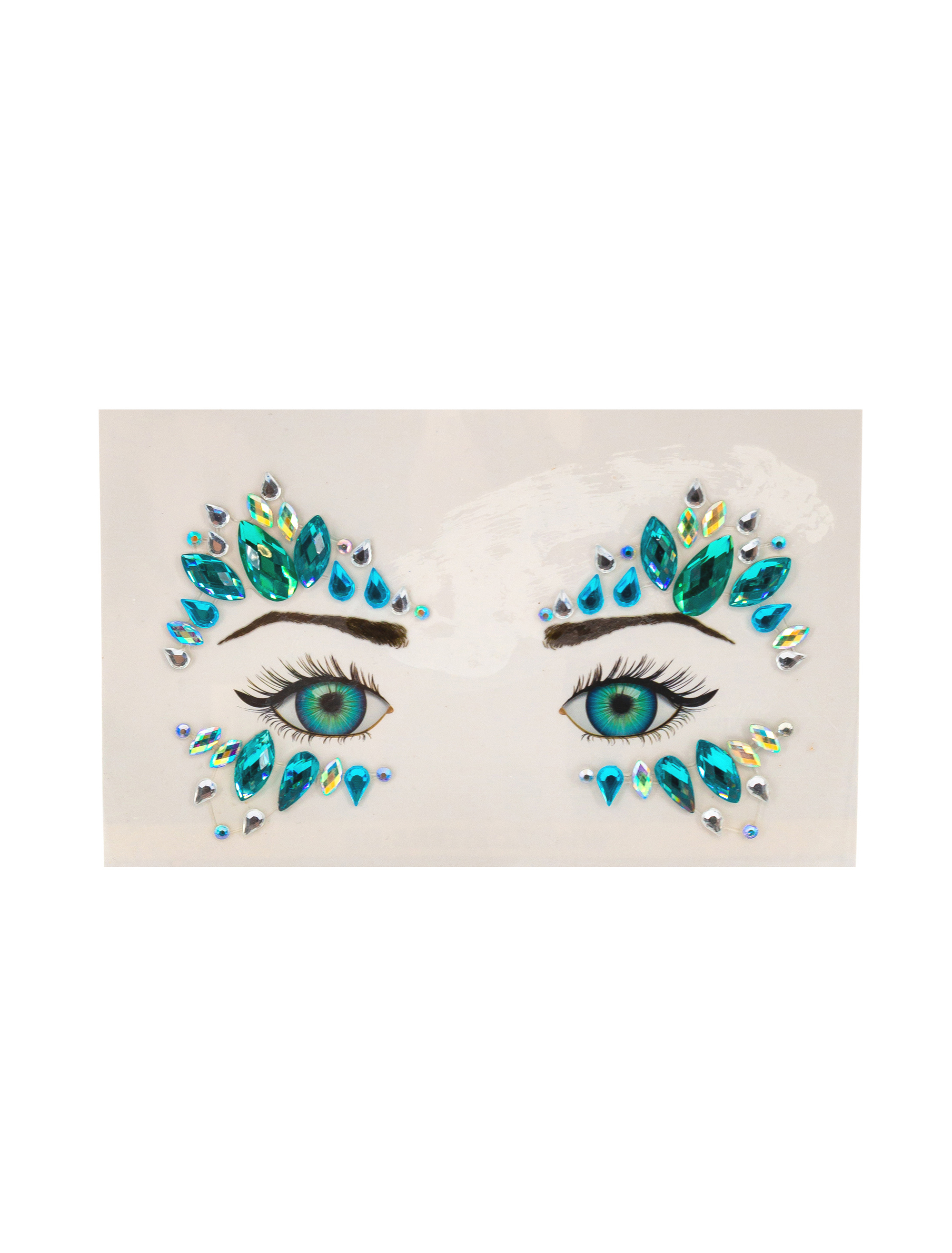 Gesichtsstrasssteine türkis Schminke für Karneval & Fasching